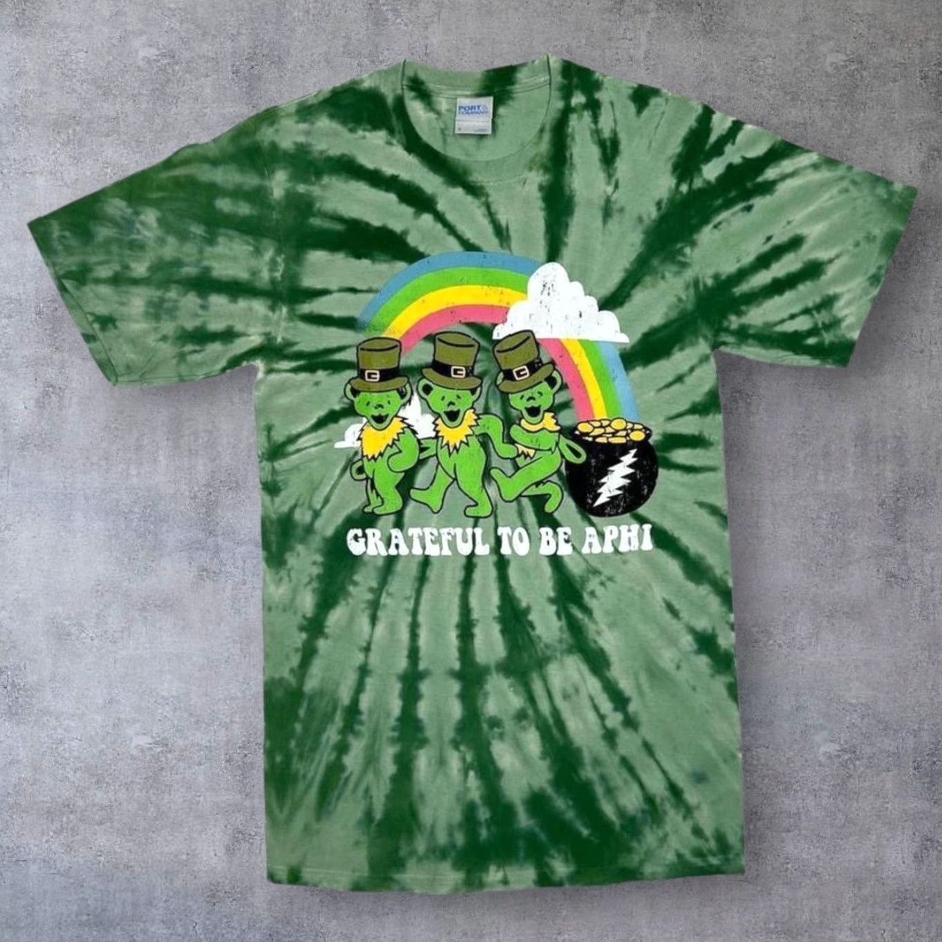 Port & Company Grateful To Be Aphi Souvenir Sorority Fraternity Tie Dye T-Shirt Small Green (Port & Company) Mens Short Sleeve Cotton Shirt Size US S / EU 44-46 / 1 - 2 Thumbnail