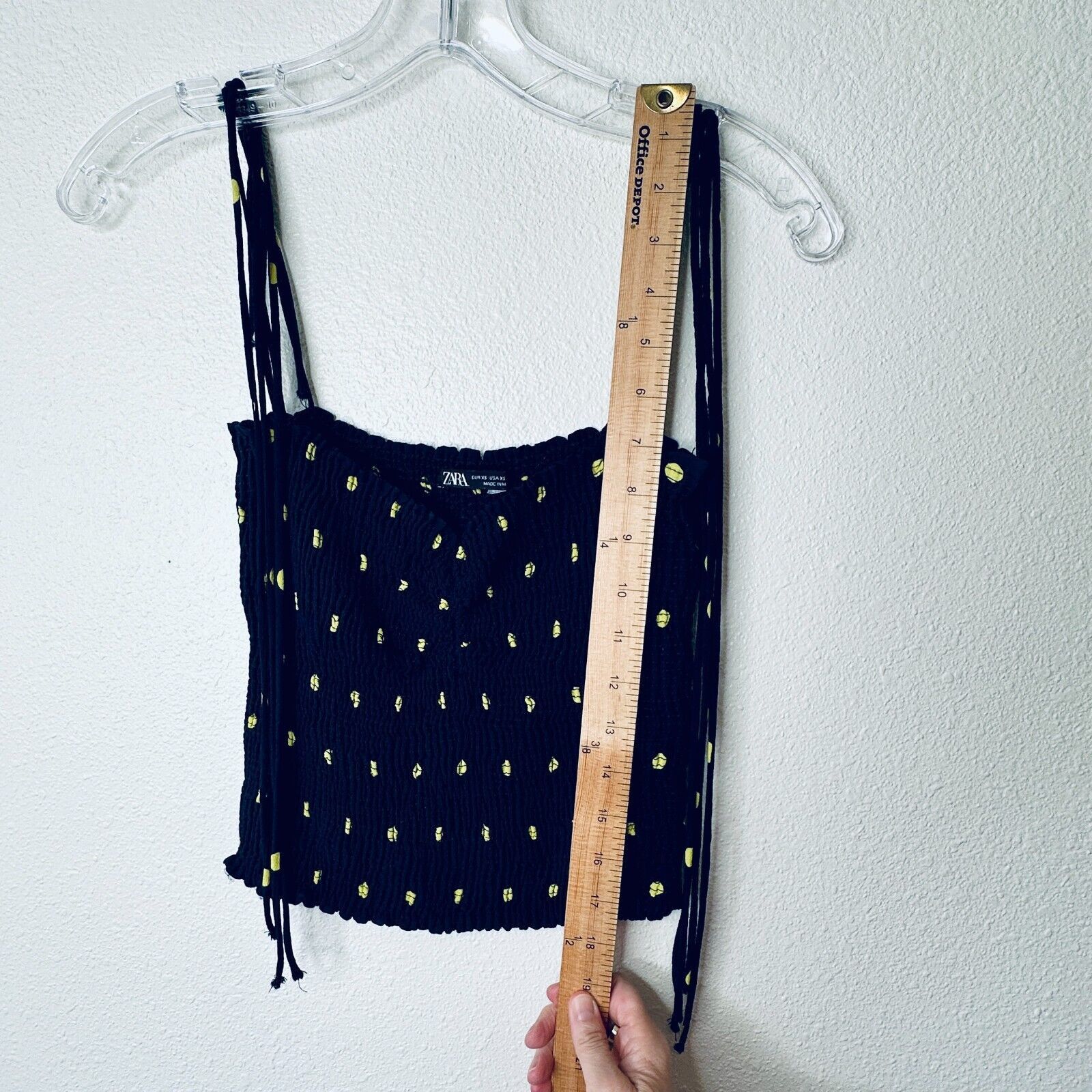 Zara Zara Navy & Yellow Polka Dot Smocked Tube Top XS Size XS / US 0-2 / IT 36-38 - 11 Thumbnail