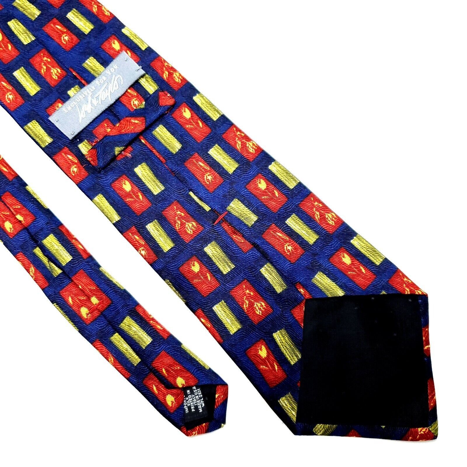 Lord & Taylor Lord Taylor Silk Tie Print Blue Geometric Short Size ONE SIZE - 4 Thumbnail