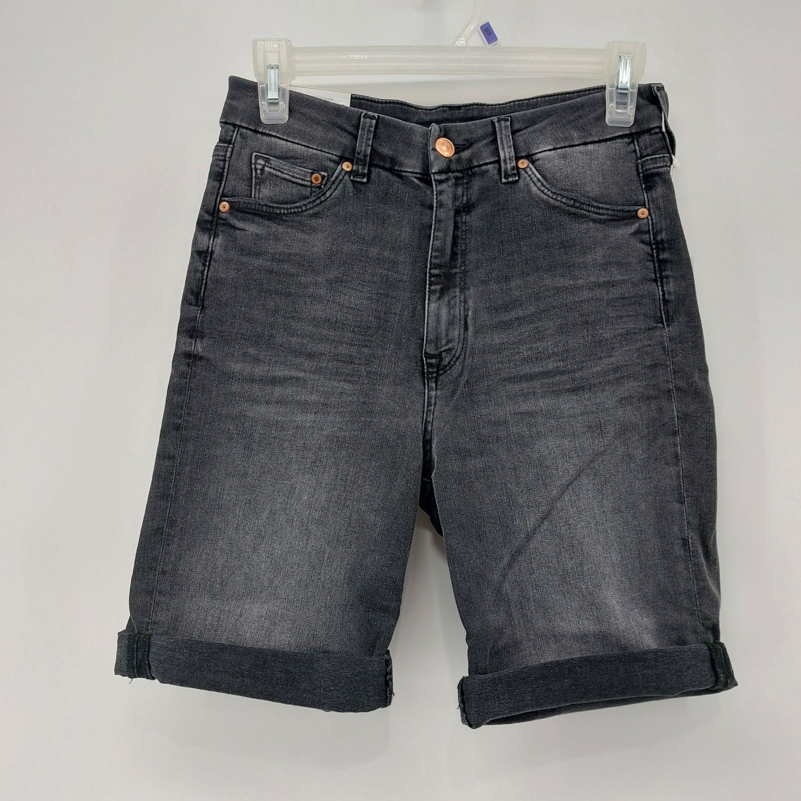 H&M H&M Bermuda Black Denim Shorts High Waist Womens US 6 Size 28" / US 6 / IT 42 - 15 Thumbnail