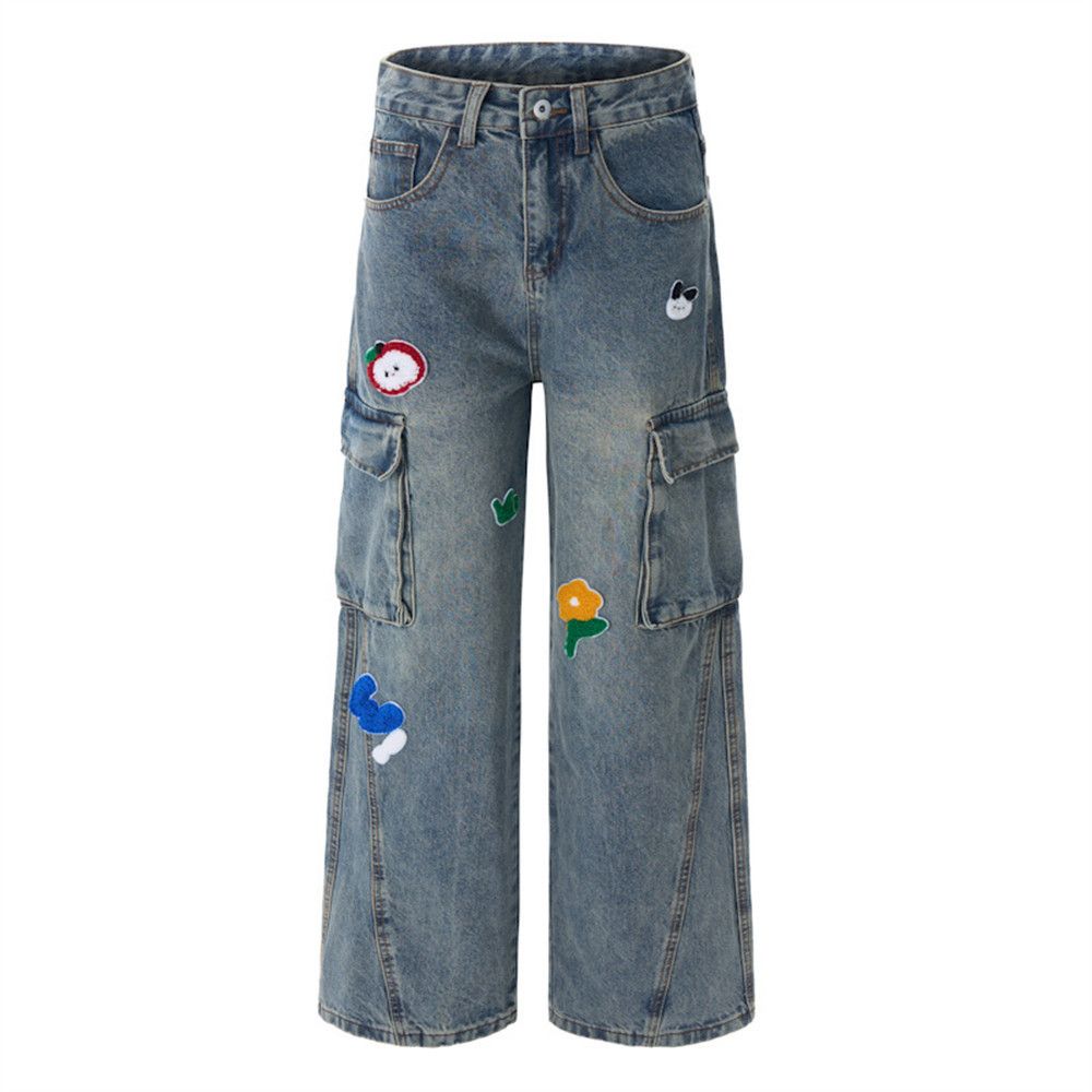 Vintage Men's cartoon embroidered multi-pocket work jeans Size US 32 / EU 48 - 4 Thumbnail