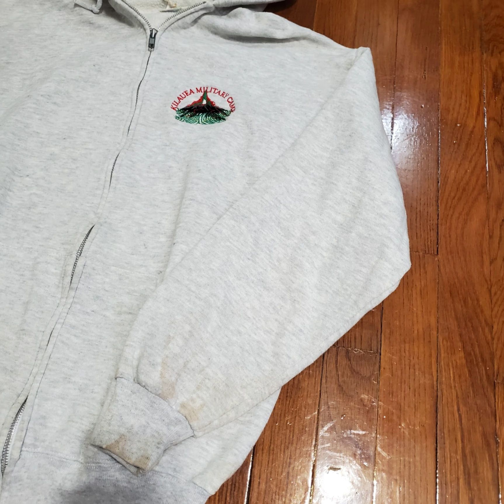 Jerzees VINTAGE Kilauea Military Camp Volcano Hawaii Hoodie Full Zip Sz Large Stained Size US L / EU 52-54 / 3 - 4 Thumbnail