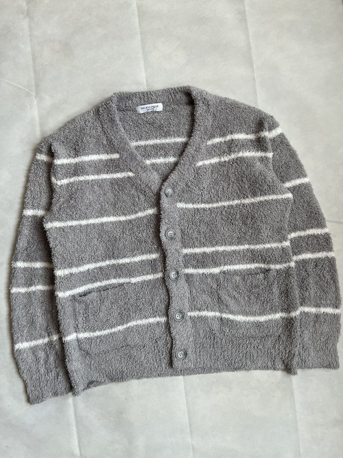 Homespun Knitwear Mohair Gelato Pique Homme Cardigan Fleece Sweater Size US L / EU 52-54 / 3 - 4 Thumbnail