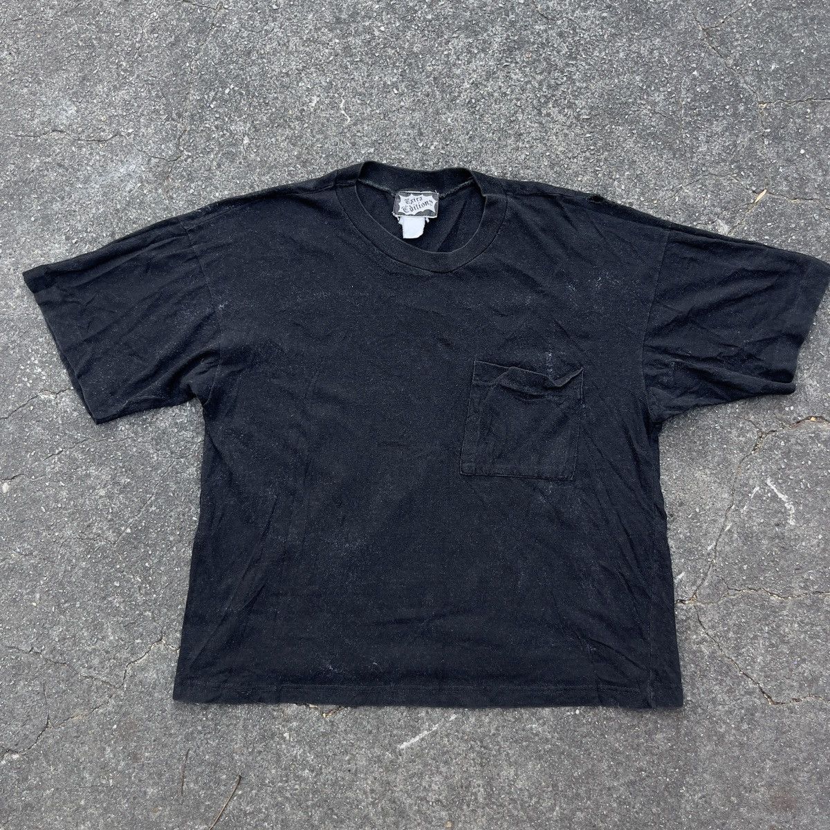 Vintage Vintage 90s EXTRA EDITIONS Blank Black Cropped Pocket Shirt Size US S / EU 44-46 / 1 - 1 Thumbnail