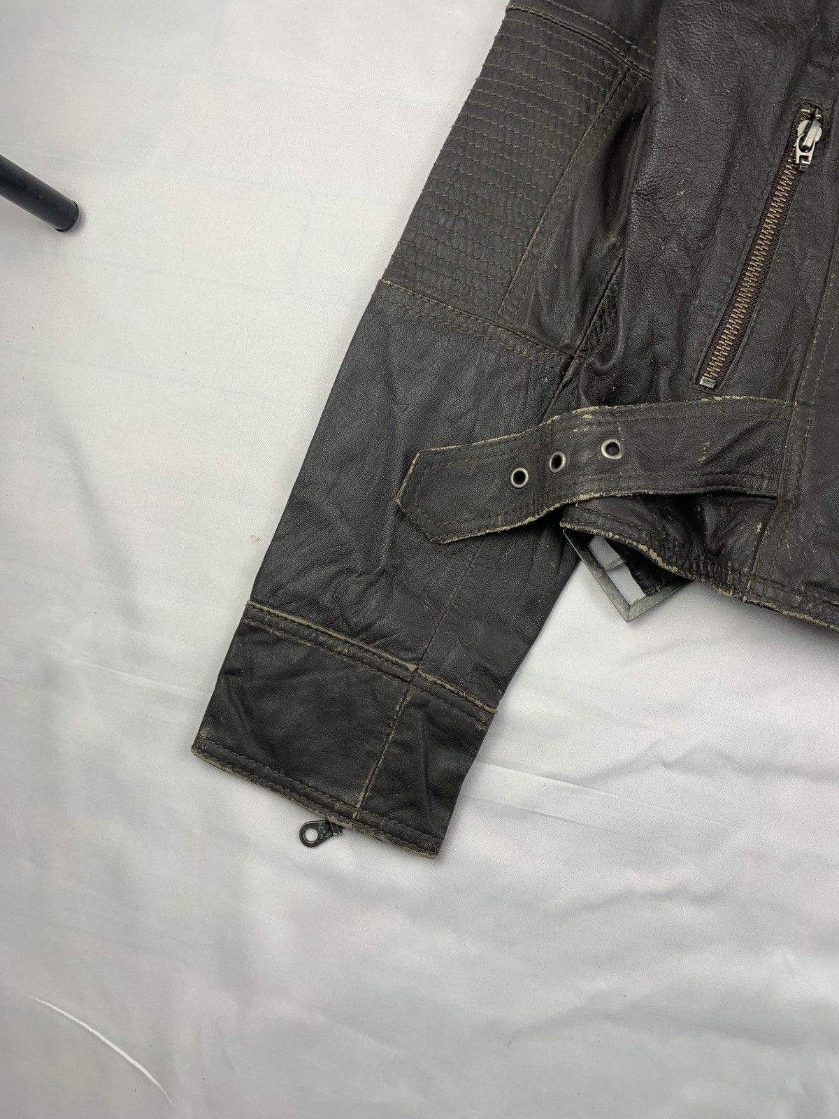 Japanese Brand Le Mieux Japan Brown Biker Iconic Type Leather Trash Jacket Size L / US 10 / IT 46 - 5 Thumbnail