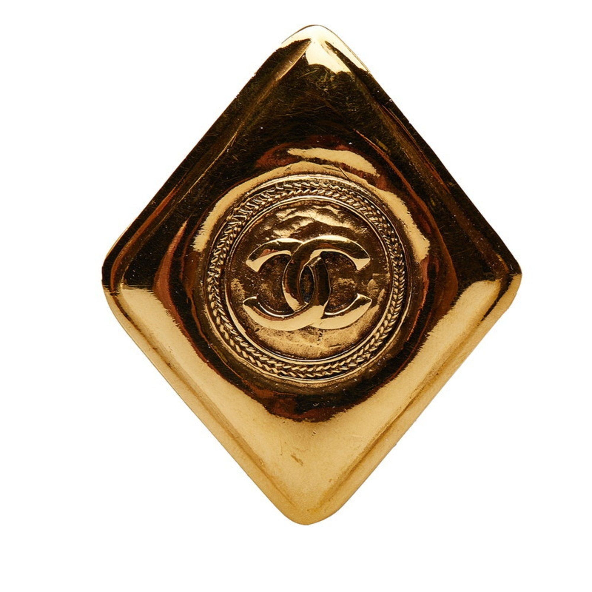 image of Chanel Square Here Mark Brooch Gold Plated Ladies, Women's