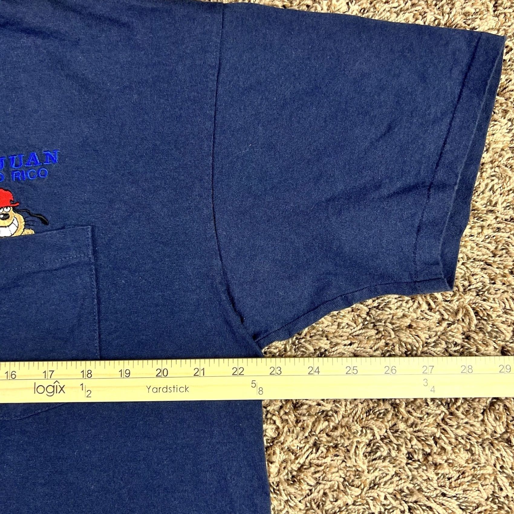 Anvil VINTAGE San Juan Puerto Rico T-Shirt XL Selvedge Pocket Single Stitch 90s Anvil Crew Neck Blue 100% Cotton USA Men Size US XL / EU 56 / 4 - 7 Thumbnail
