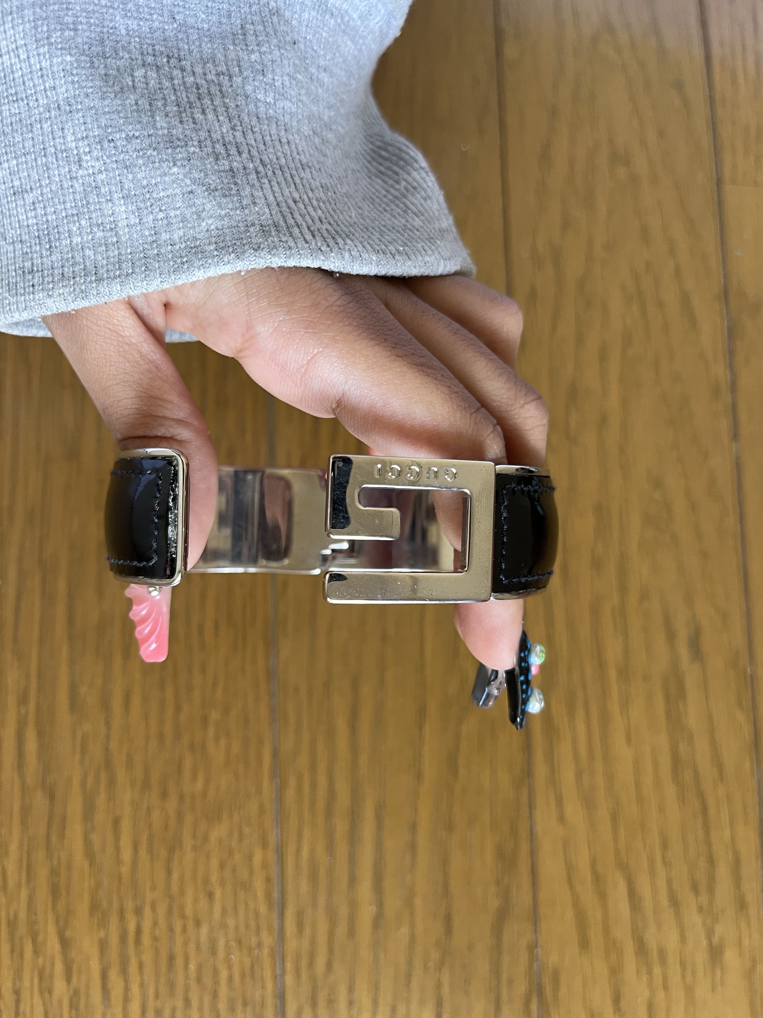Gucci Gucci vintage silver and black leather bracelet Size ONE SIZE - 5 Thumbnail
