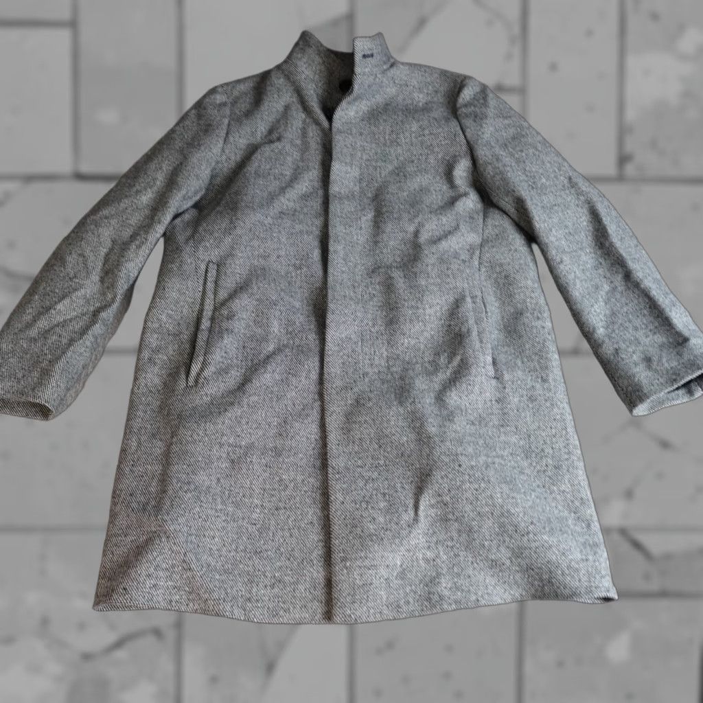 Theory Theory Mens Coat Regular L Gray Wool Blend Topcoat Hidden Placket Button Wool Lining Geometric Winter Fall Busy Business Mens Size US L / EU 52-54 / 3 - 1 Thumbnail