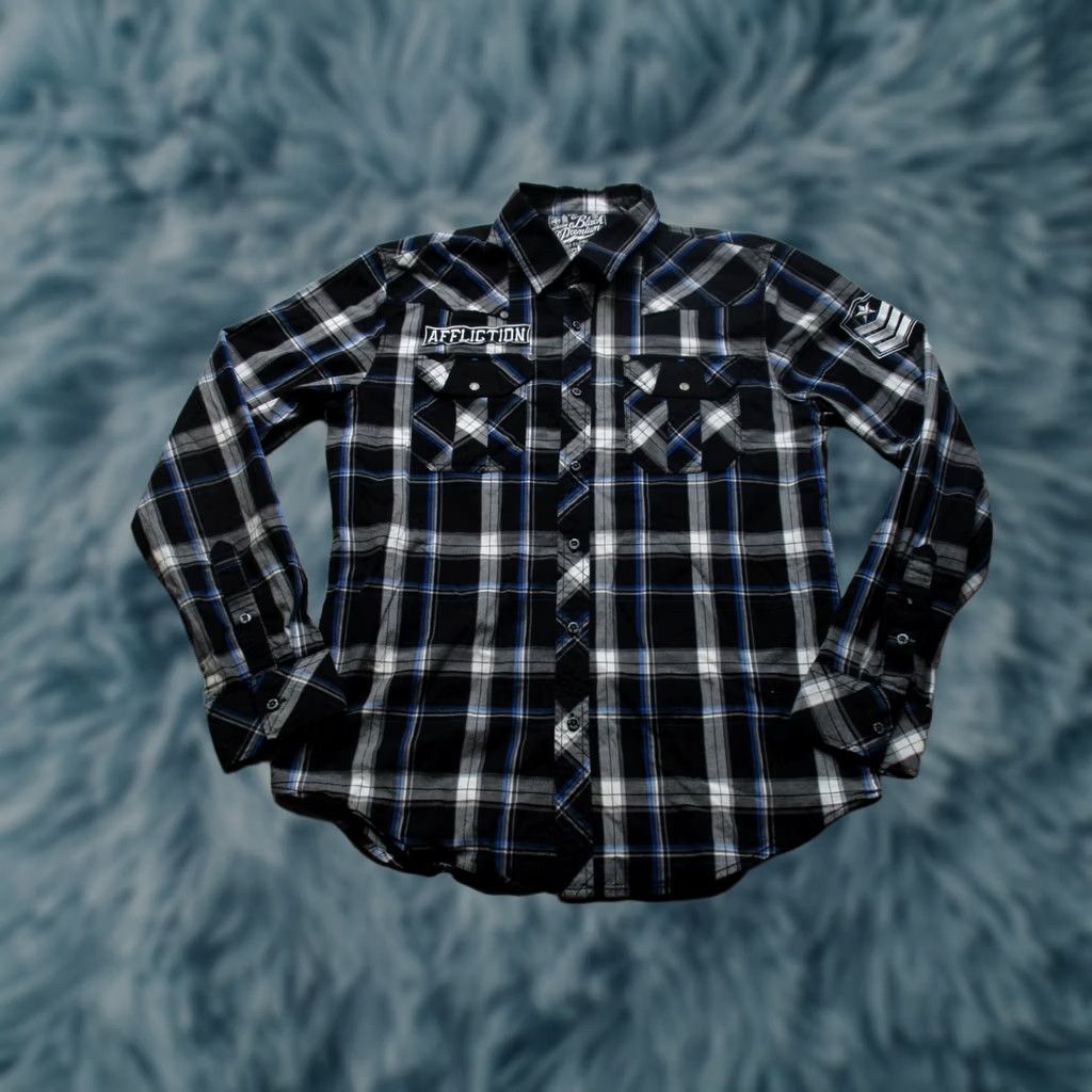 Affliction Affliction Shirt Mens L Black Plaid Long Sleeve Button Up Embroidered Western Size US L / EU 52-54 / 3 - 1 Thumbnail