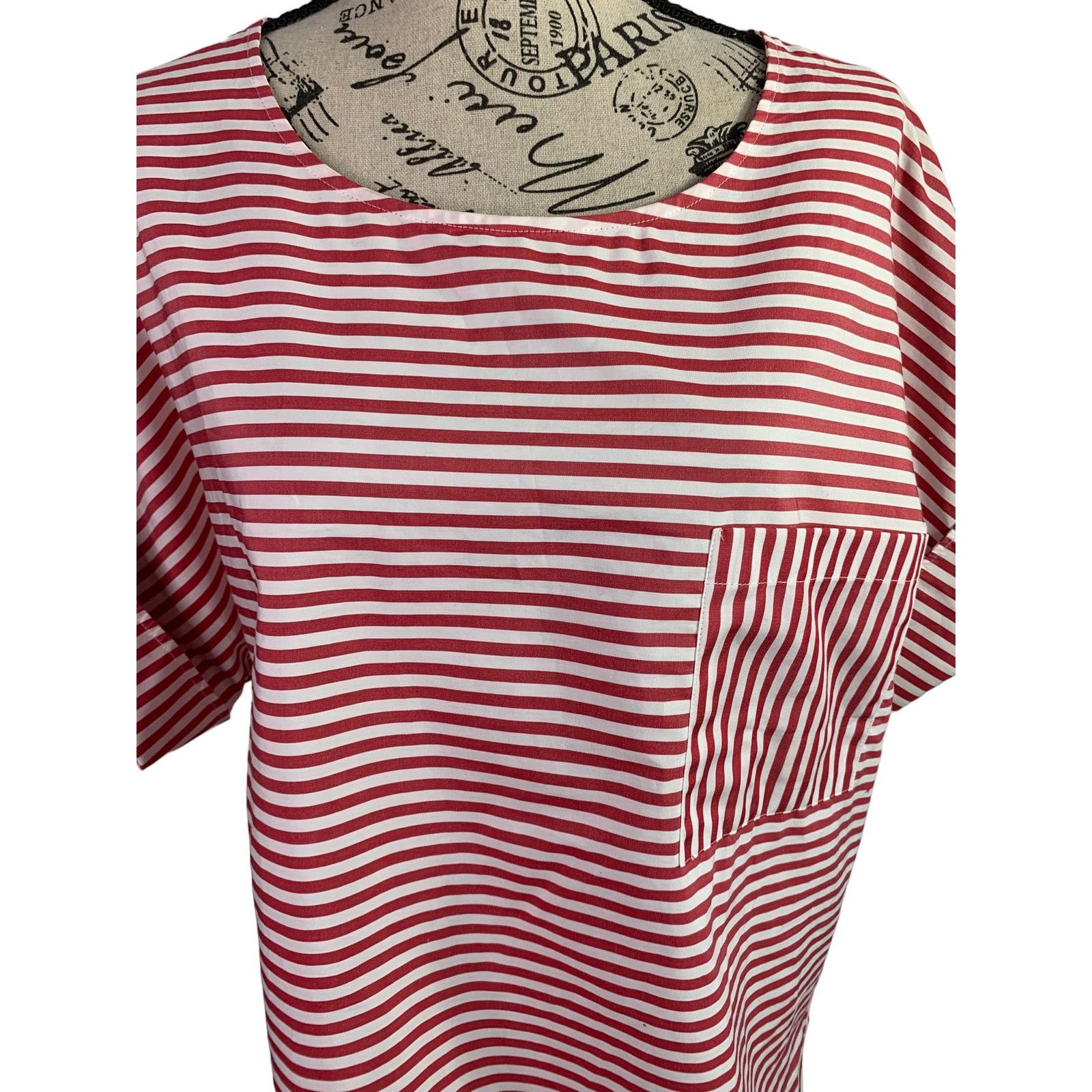 Public School Public School New York Women's Sz 4 Blouse White-Red Striped Size S / US 4 / IT 40 - 2 Thumbnail