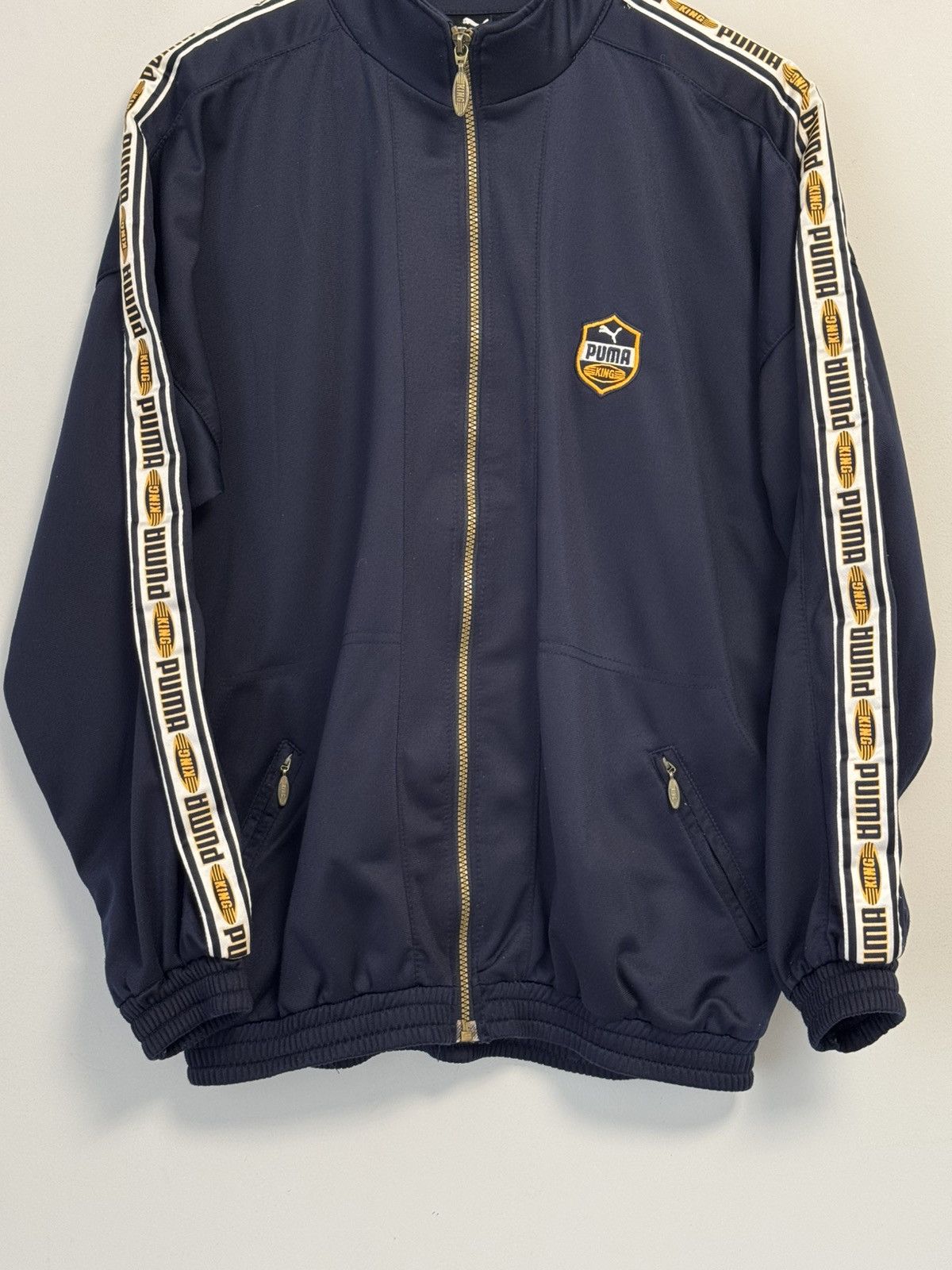 Puma Vintage Puma King Track Jacket Navy Blue Tape Logo Size US XL / EU 56 / 4 - 3 Thumbnail