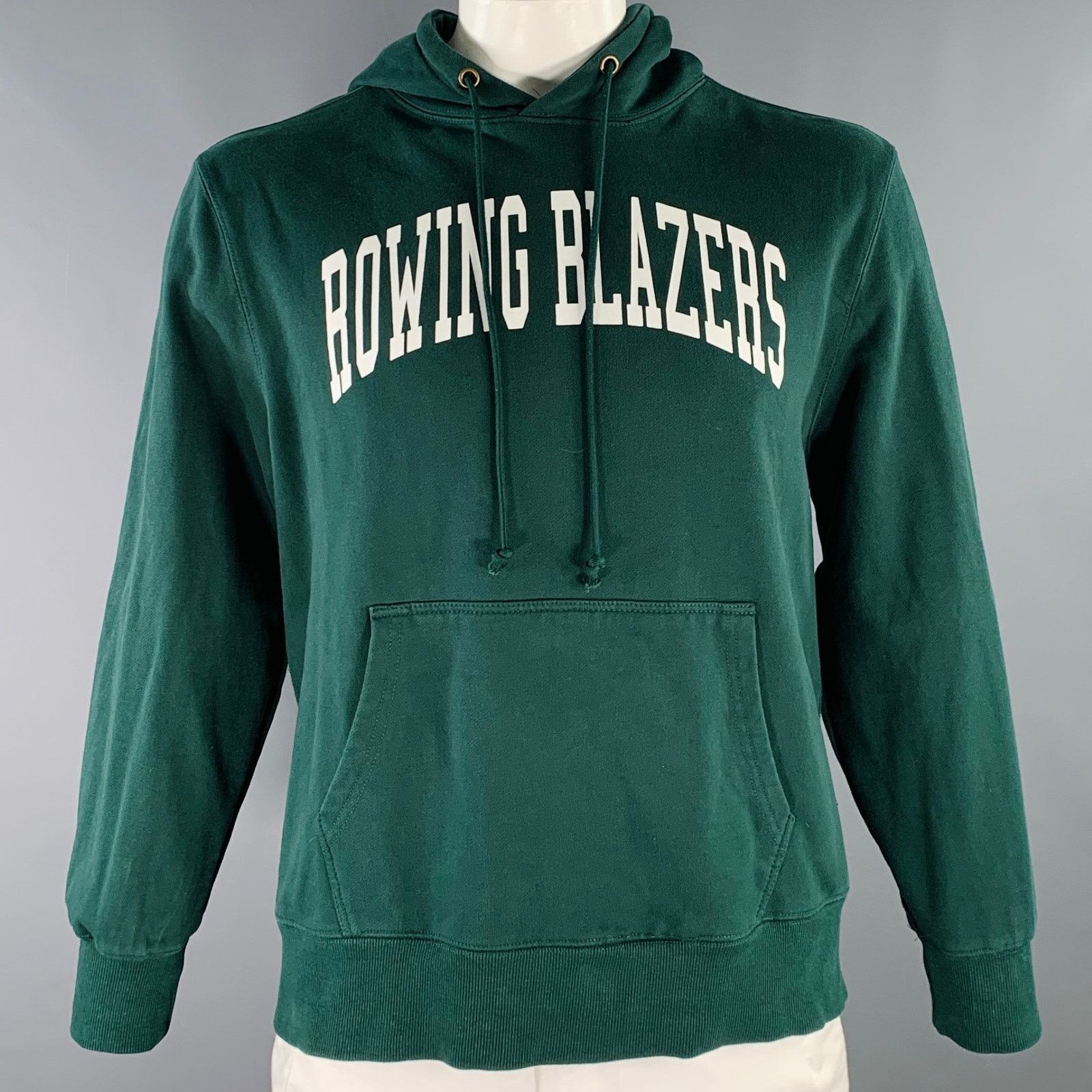 Rowing Blazers ROWING BLAZERS L Green White Logo Cotton Hoodie Sweatshirt Size US L / EU 52-54 / 3 - 1 Thumbnail
