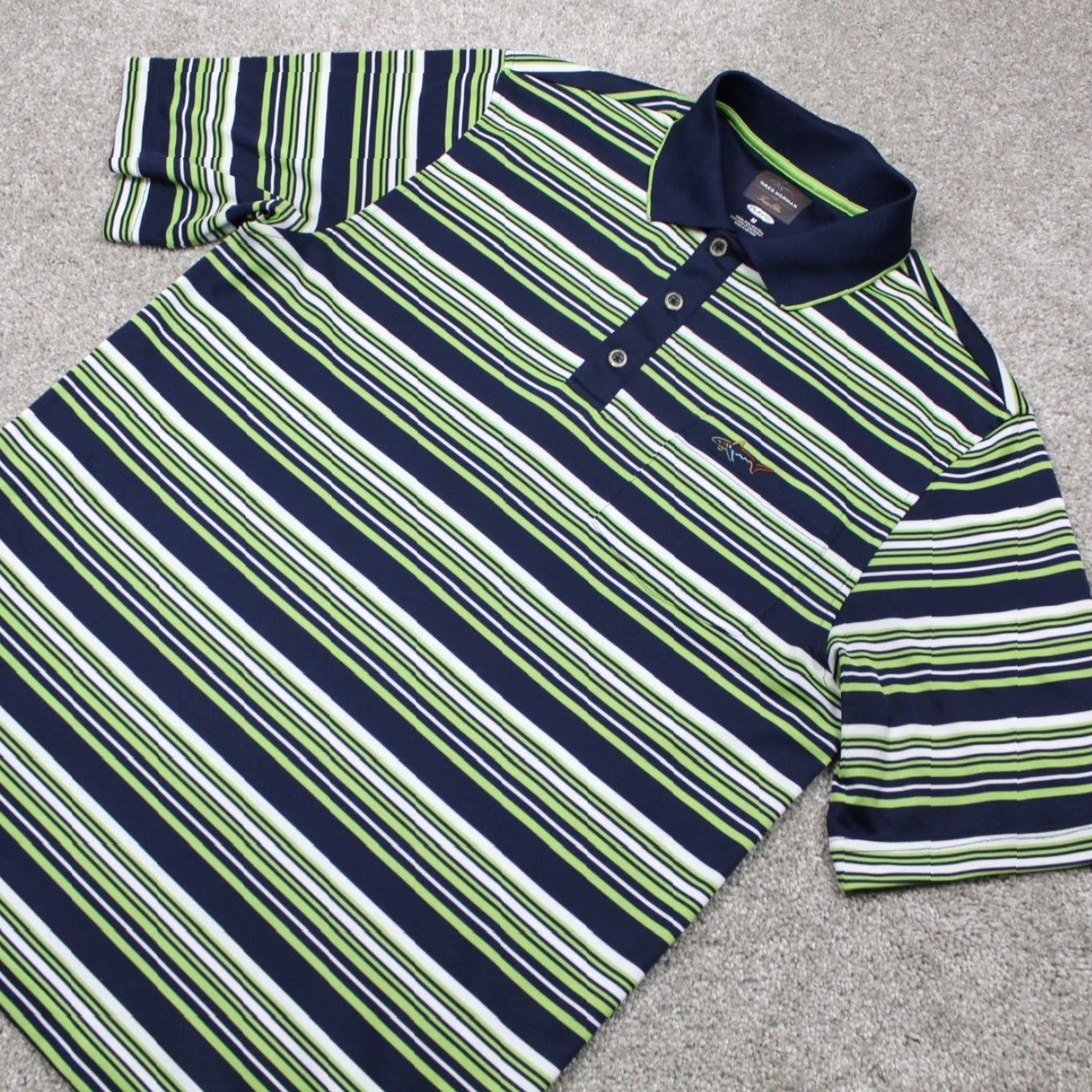 Tasso Elba Greg Norman for Tasso Elba Polo Shirt Mens Medium Green/Blue PlayDry S/S Pullover Size US M / EU 48-50 / 2 - 3 Thumbnail