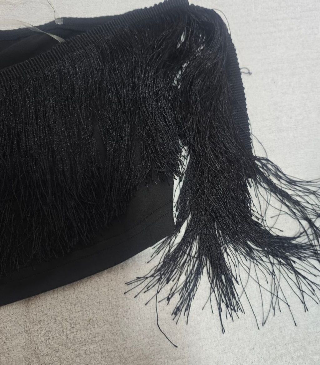 Shein Women's SHEIN Black Fringe Off-Shoulder Crop Top XL Size XL / US 12-14 / IT 48-50 - 5 Thumbnail