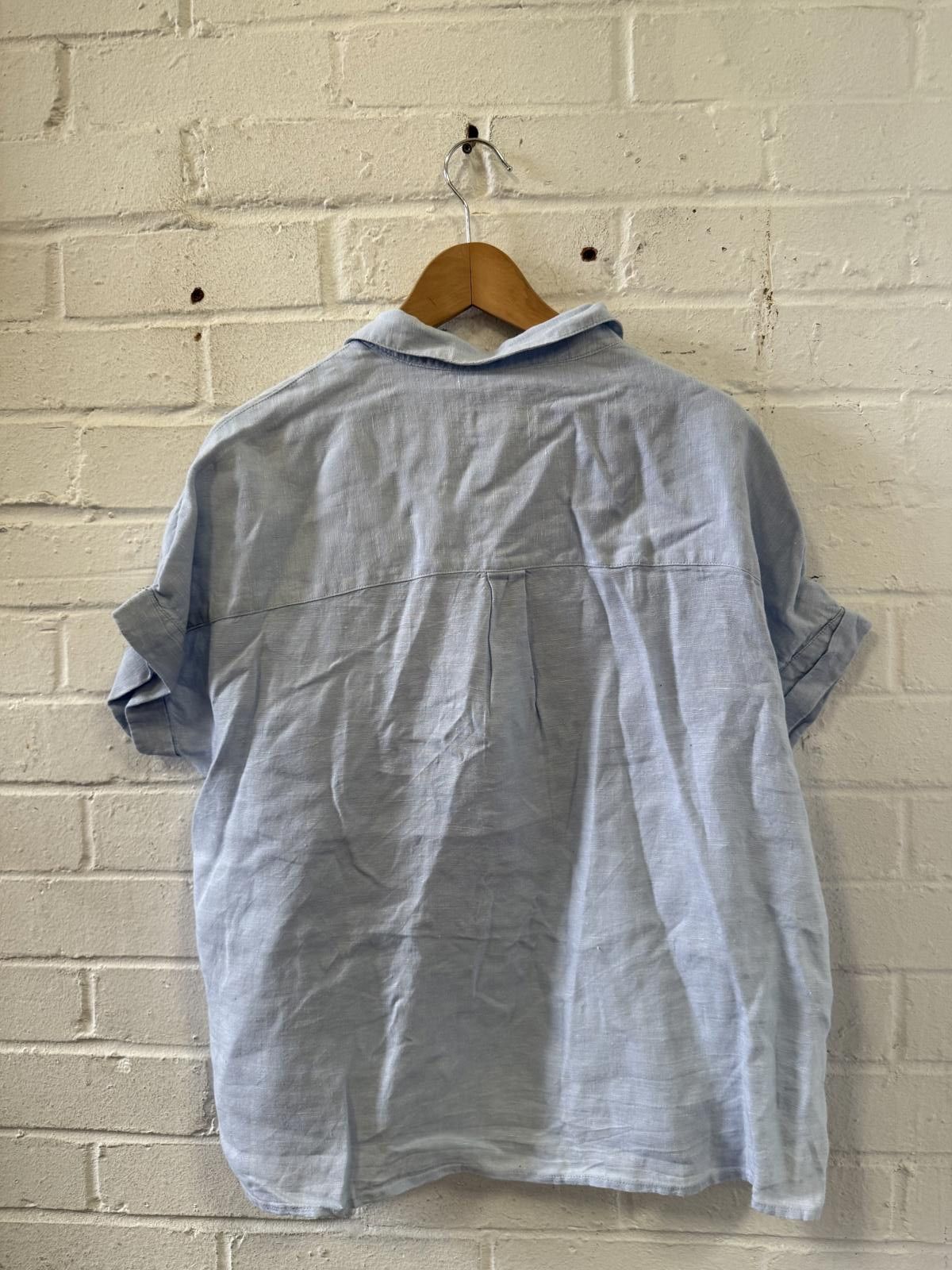 Designer Rachel Roy Women's Light Blue Linen Button-Up Shirt Size L Size US L / EU 52-54 / 3 - 4 Thumbnail