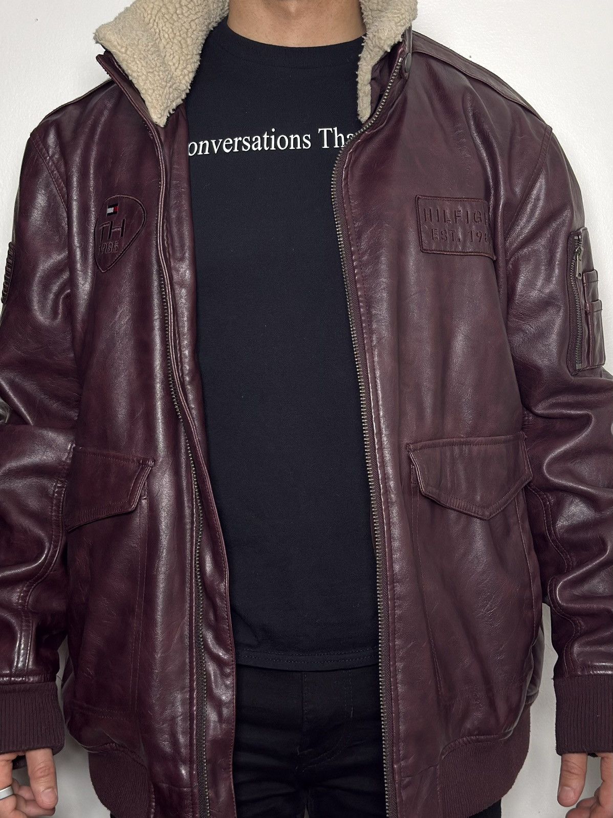 Tommy Hilfiger Brown leather Tommy Hilfiger bomber jacket Size US XXL / EU 58 / 5 - 4 Thumbnail