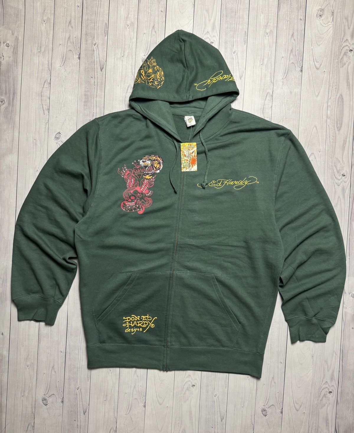 Ed Hardy by Christian Audigier zip hoodie big logo tiger 3XL