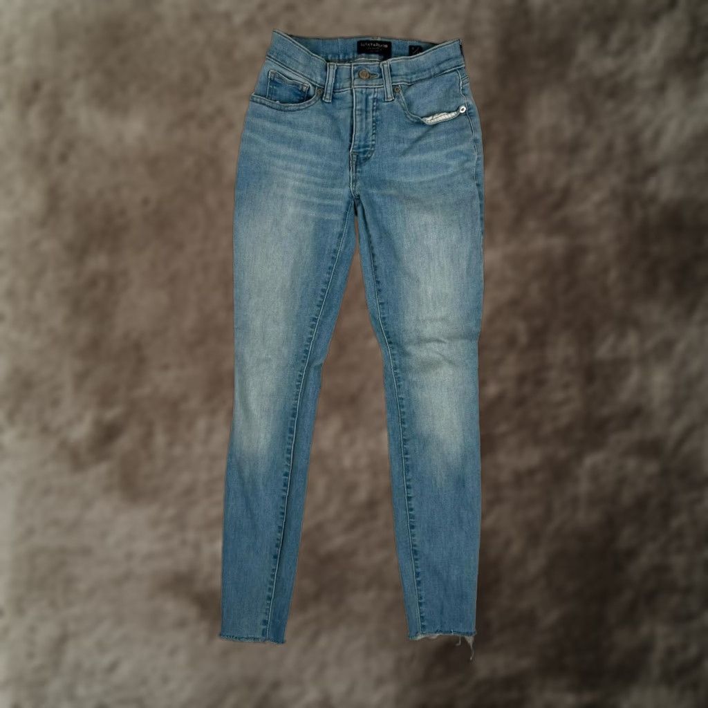 Lucky Brand Lucky Brand Ava Super Skinny Jeans Womens 0/25 Blue Raw Hem Denim Size 25" / US 0 / IT 36 - 1 Thumbnail