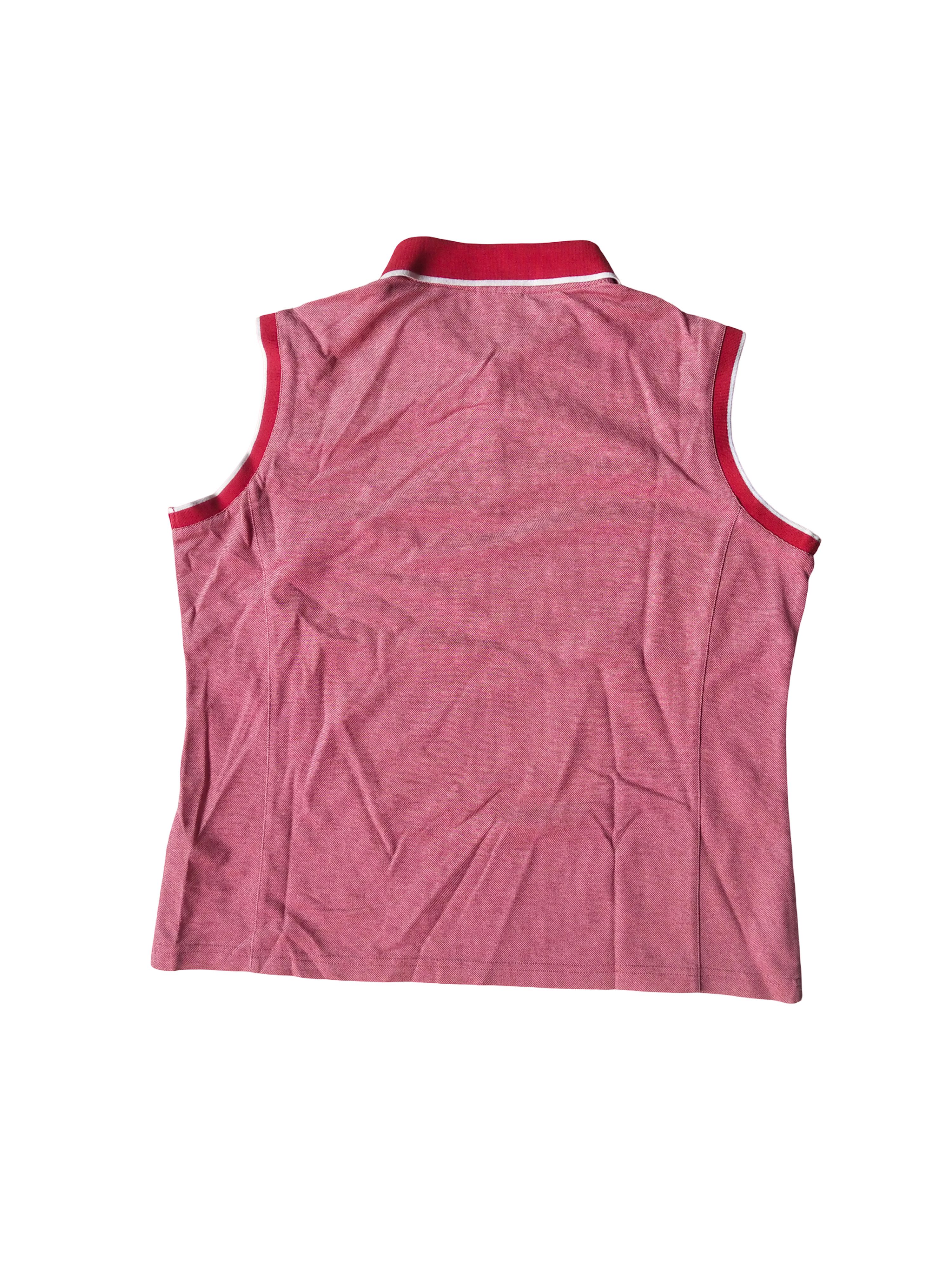 Trussardi 2000s Trussardi Golf Sleeveless Polo Shirt Red Y2K Size M / US 6-8 / IT 42-44 - 4 Thumbnail