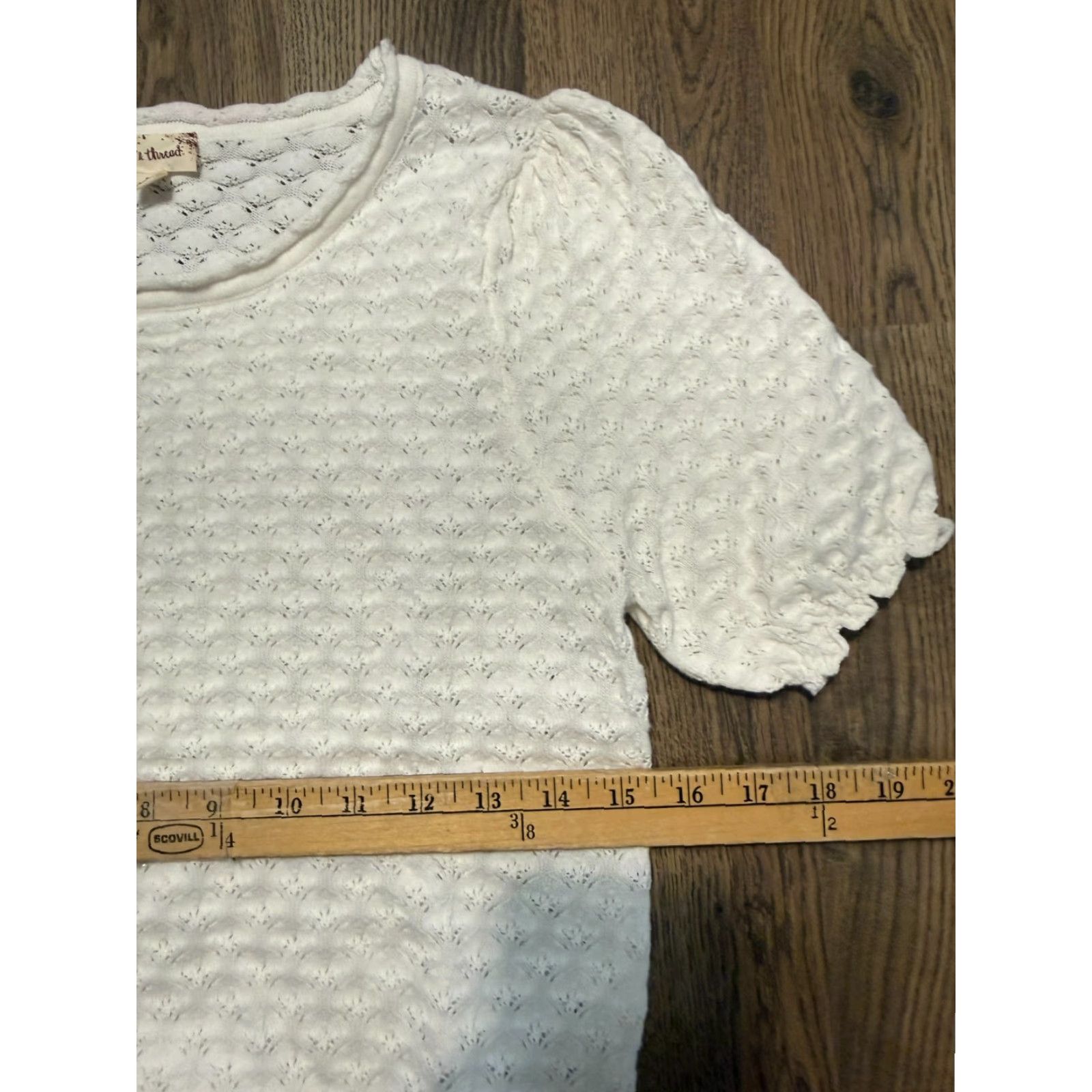 Vintage Hem & Thread Blouse Shirt Women's Small White Short Sleeve Knitted Size S / US 4 / IT 40 - 6 Thumbnail