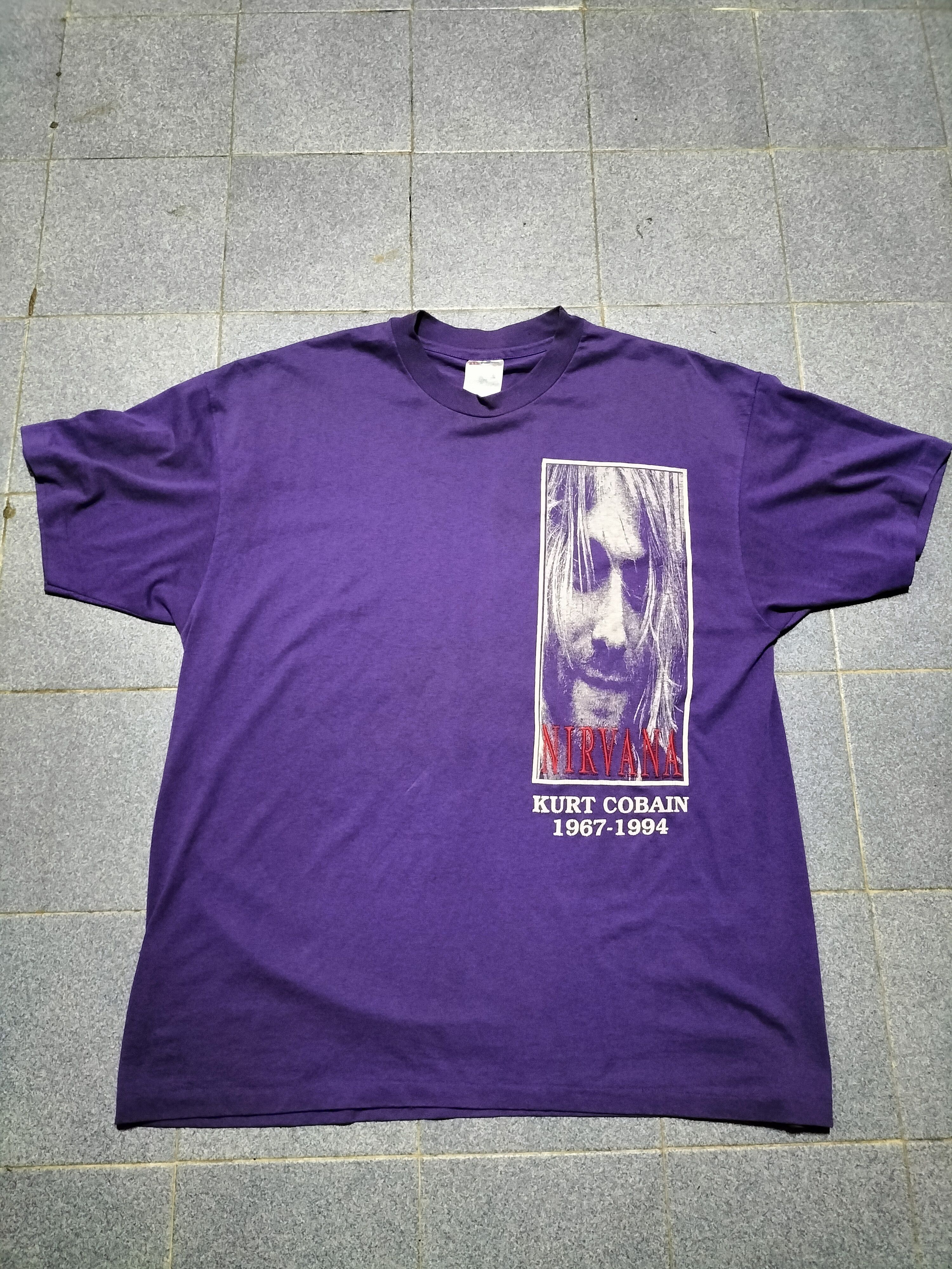 image of Kurt Cobain x Nirvana Vintage 90's Nirvana Design Grunge Fashion in Purple, Men's (Size XL)