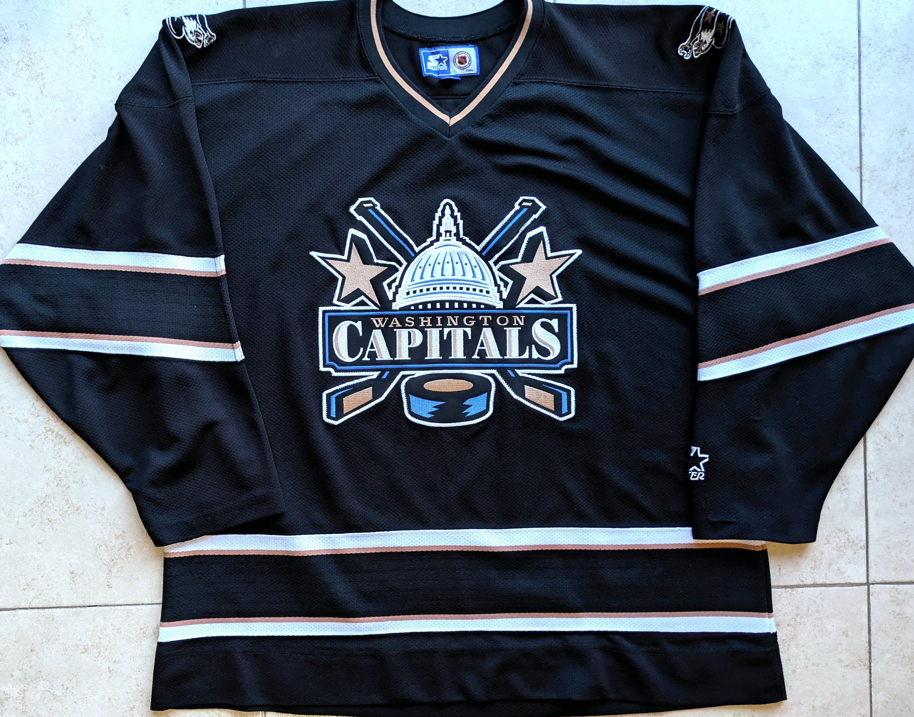 NHL Washington Capitals 90s STARTER jersey black Dome XL NHL vtg Size US XL / EU 56 / 4 - 7 Thumbnail