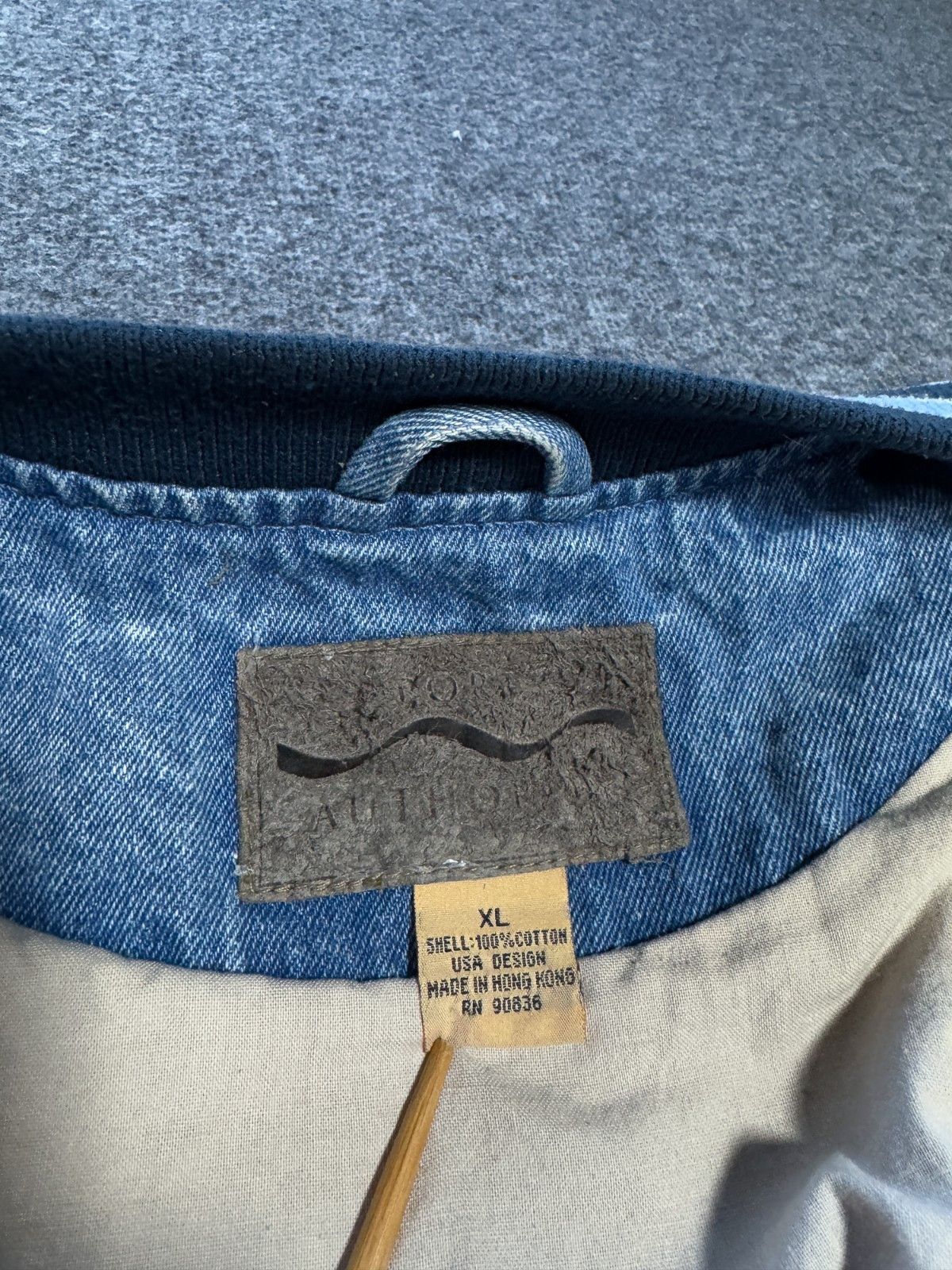 Vintage 90s Denim Varsity Bomber Jacket Workwear Tan Blue XL Size US XL / EU 56 / 4 - 4 Thumbnail