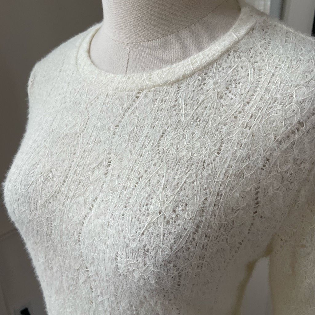 Other NWT Commense Floral Hollow Knit Crew Neck Long Sleeve Top Iv Size L / US 10 / IT 46 - 4 Thumbnail