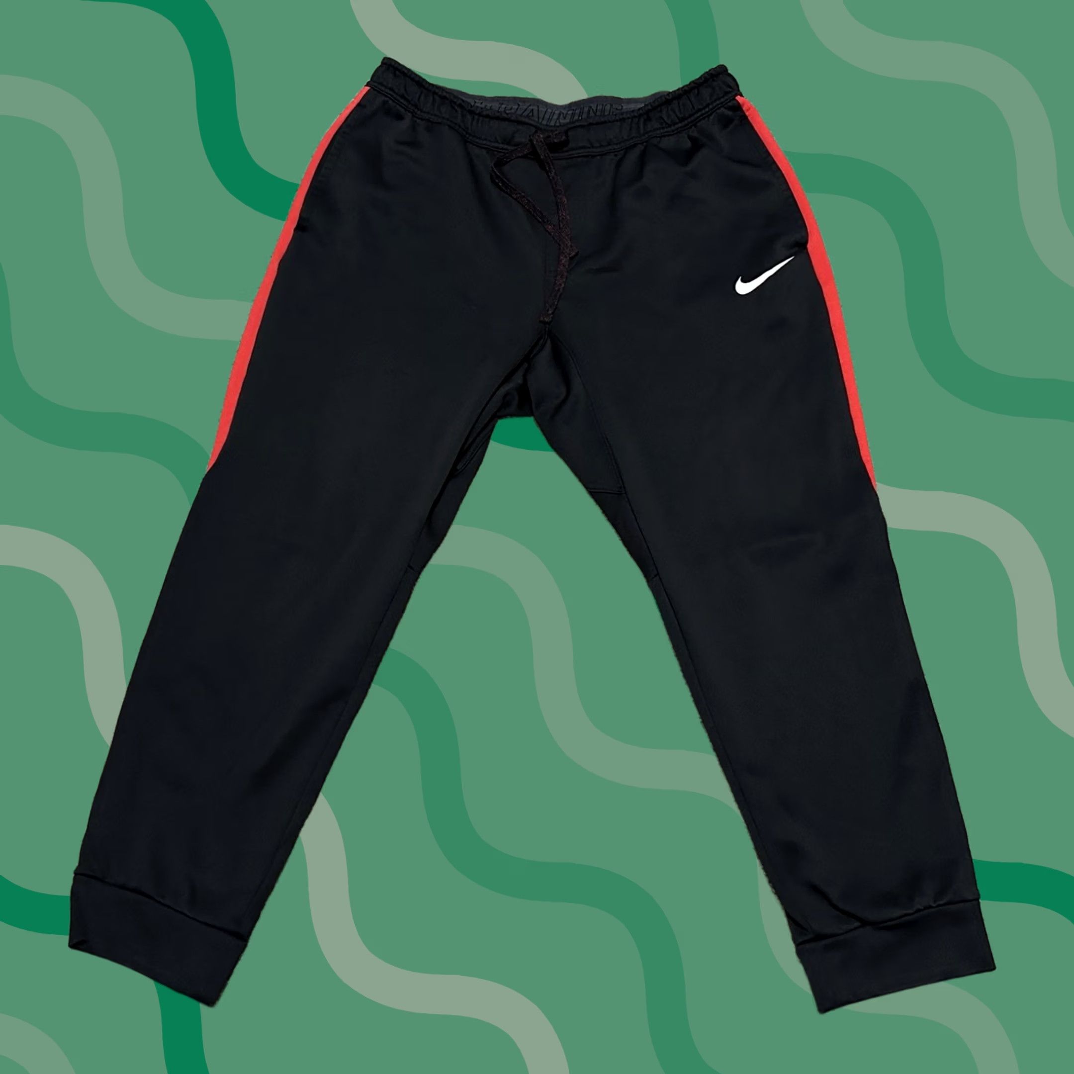 Nike Nike Sweatpants Men XL Therma-Fit Performance Comfort Running Tapered Black Red Size US 36 / EU 52 - 1 Thumbnail