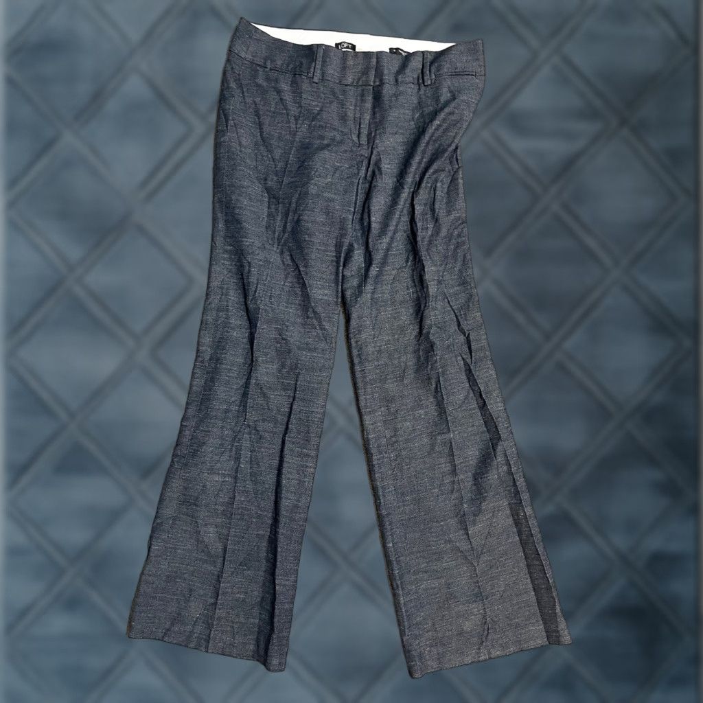 Ann Taylor LOFT Original Trouser Pants Women’s Size 10 Blue Chambray Straight Leg Dress Pants Women's 10 Size 32" / US 10 / IT 46 - 1 Thumbnail