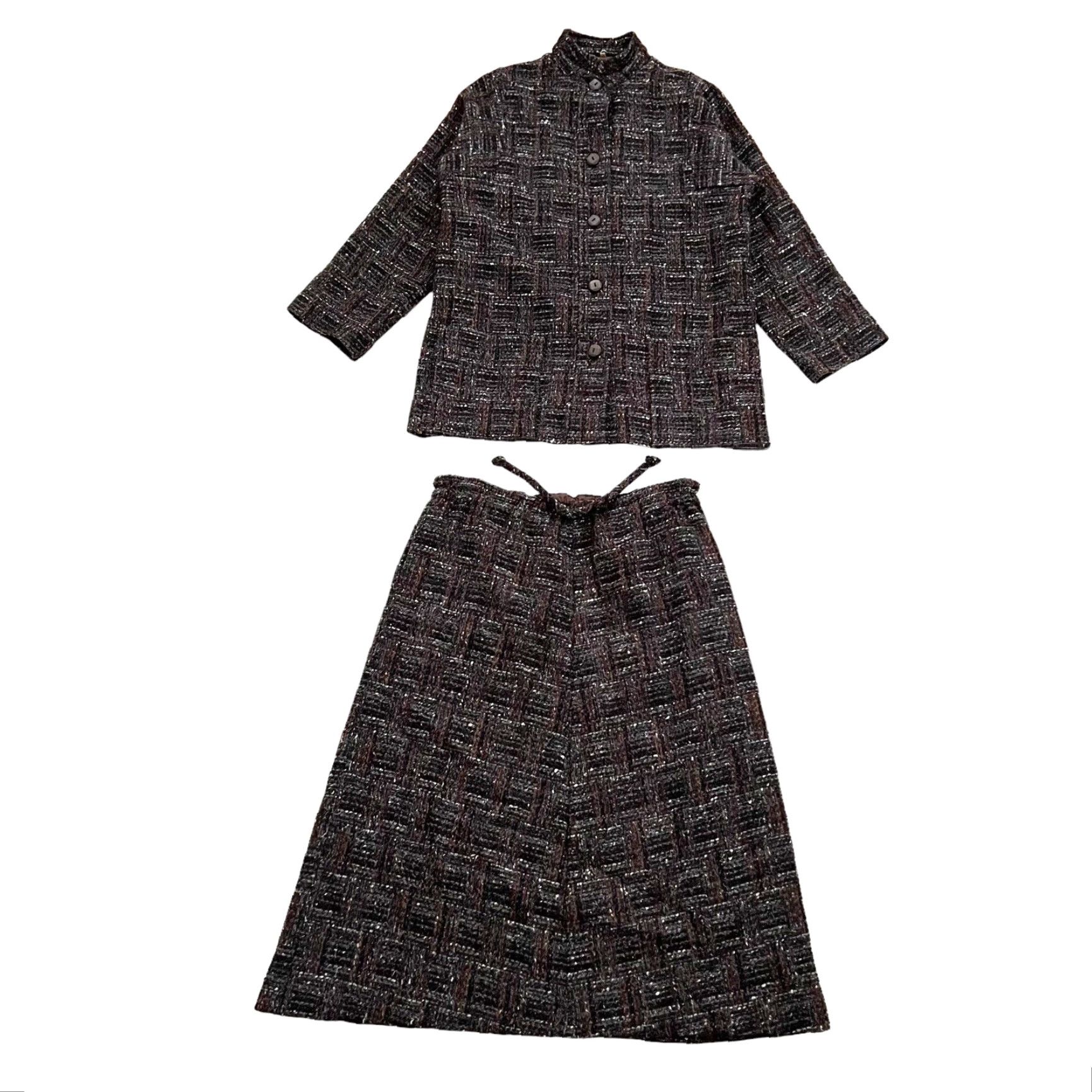 Vintage VINTAGE Cleo Dublin Ireland Wool Jacket & Skirt Combo Women’s 38 Large Black Brown Jacket Skirt Womens 38 Vintage Cleo Dublin Ireland Wool Combo Size 26" / US 2 / IT 38 - 2 Thumbnail