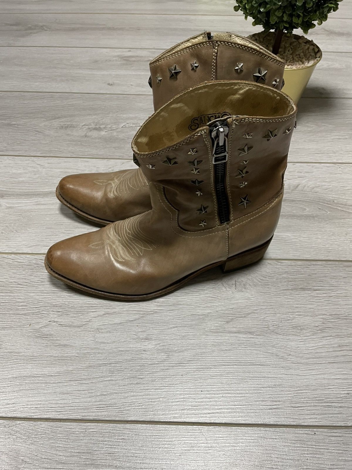 Sancho Boots Sancho stars 🌟 cowboy vintage western boots side zip Size US 10 / IT 40 - 8 Thumbnail