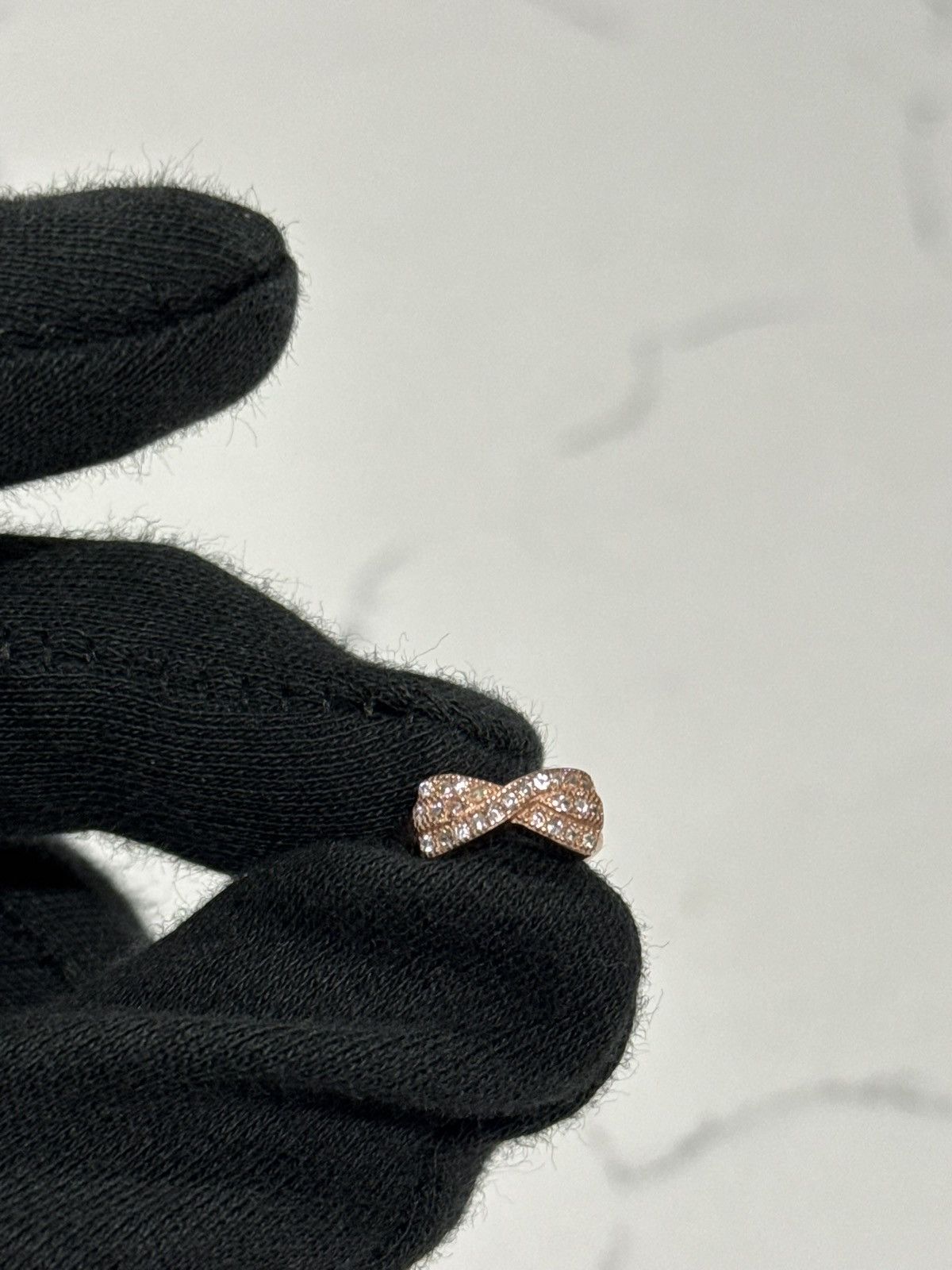 Jewelry Sterling Silver Rose Gold Diamond Infinity Huggie Earrings Size ONE SIZE - 5 Thumbnail