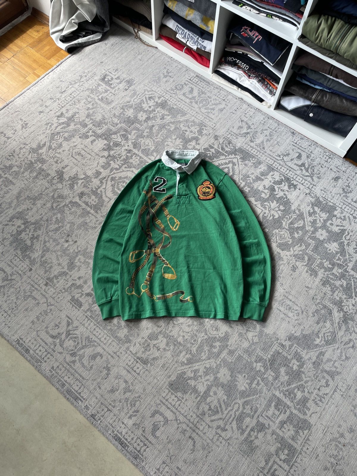 Polo Ralph Lauren Polo Ralph Lauren Vintage Rugby Polo Long Sleeve Size US L / EU 52-54 / 3 - 1 Thumbnail
