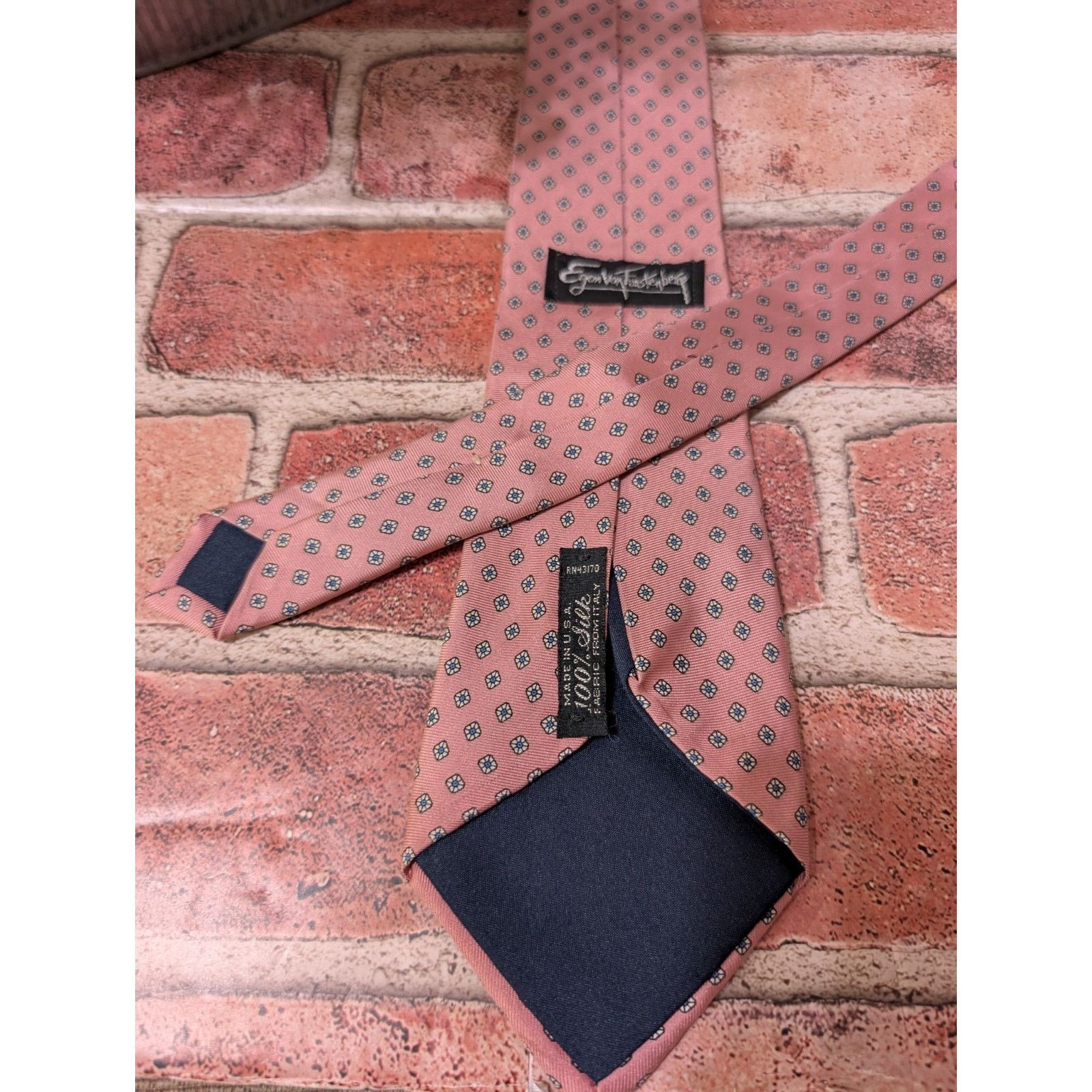 Other Egon Von Fursteberg Pink Teal Dot Silk Tie Made USA Designer Size ONE SIZE - 3 Thumbnail