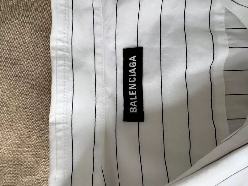 Balenciaga Balenciaga Logo Printed Striped Short Sleeve Shirt Size US XXS / EU 40 - 4 Thumbnail