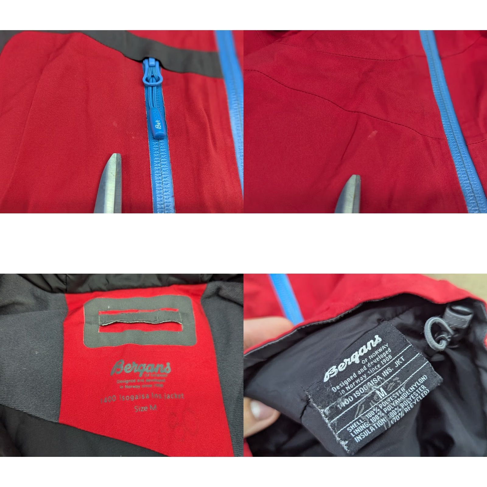 Ecco Bergans Jacket Womens ISOGAISA Dermizax RECCO Ski Outdoor Primaloft Hooded Long Red M Labled Size L / US 10 / IT 46 - 10 Thumbnail
