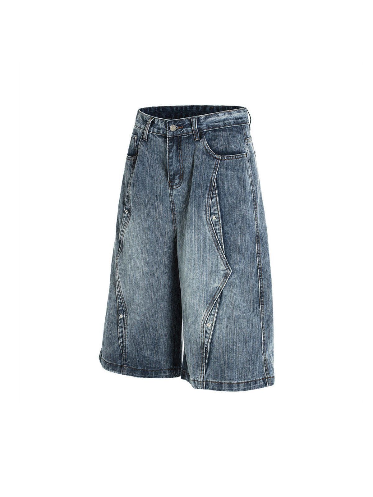 Japanese Brand Washed Distressed Deconstructed Riveted Jorts Size ONE SIZE - 2 Thumbnail