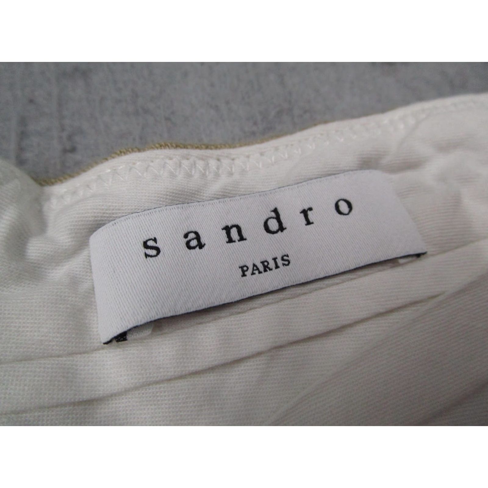 Sandro Sandro Paris Skirt Womens Large Khaki Linen Cotton Button Front High Waist Mini Size 26" / US 2 / IT 38 - 2 Thumbnail