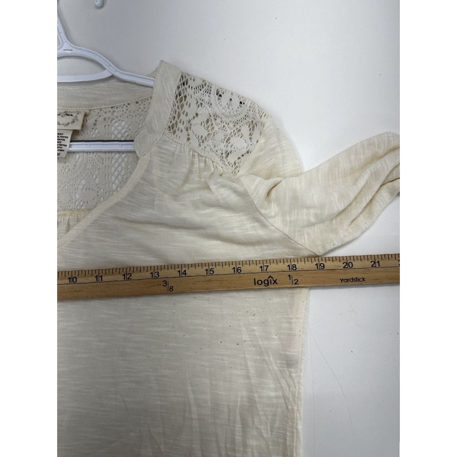 Vintage Bella Dee Jour Blouse Womens Large Ivory Long Sleeve Lace Back V-Neck Shirt Casual Workwear Size L / US 10 / IT 46 - 7 Thumbnail