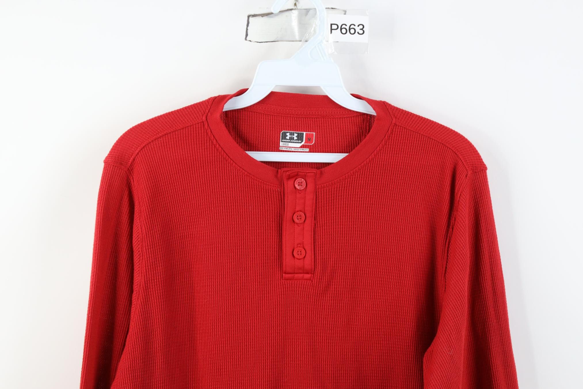 Under Armour Under Armour Waffle Knit Long Sleeve Henley T-Shirt Red Size US M / EU 48-50 / 2 - 2 Thumbnail