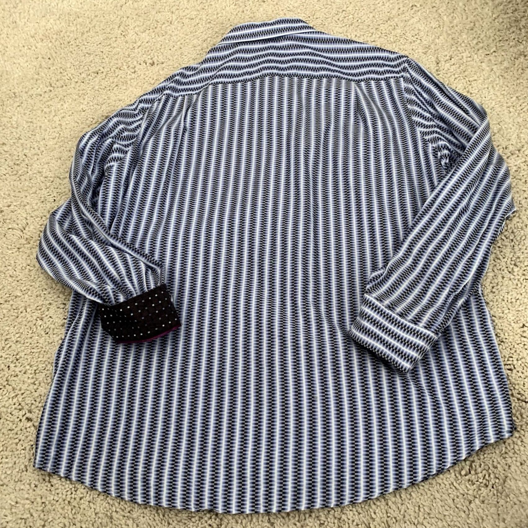 Tasso Elba Tasso Elba Shirt Mens XXL Blue Striped Long Sleeve Button Up Cotton 18-18.5 2XL Casual Party/Cocktail Size US XXL / EU 58 / 5 - 6 Thumbnail