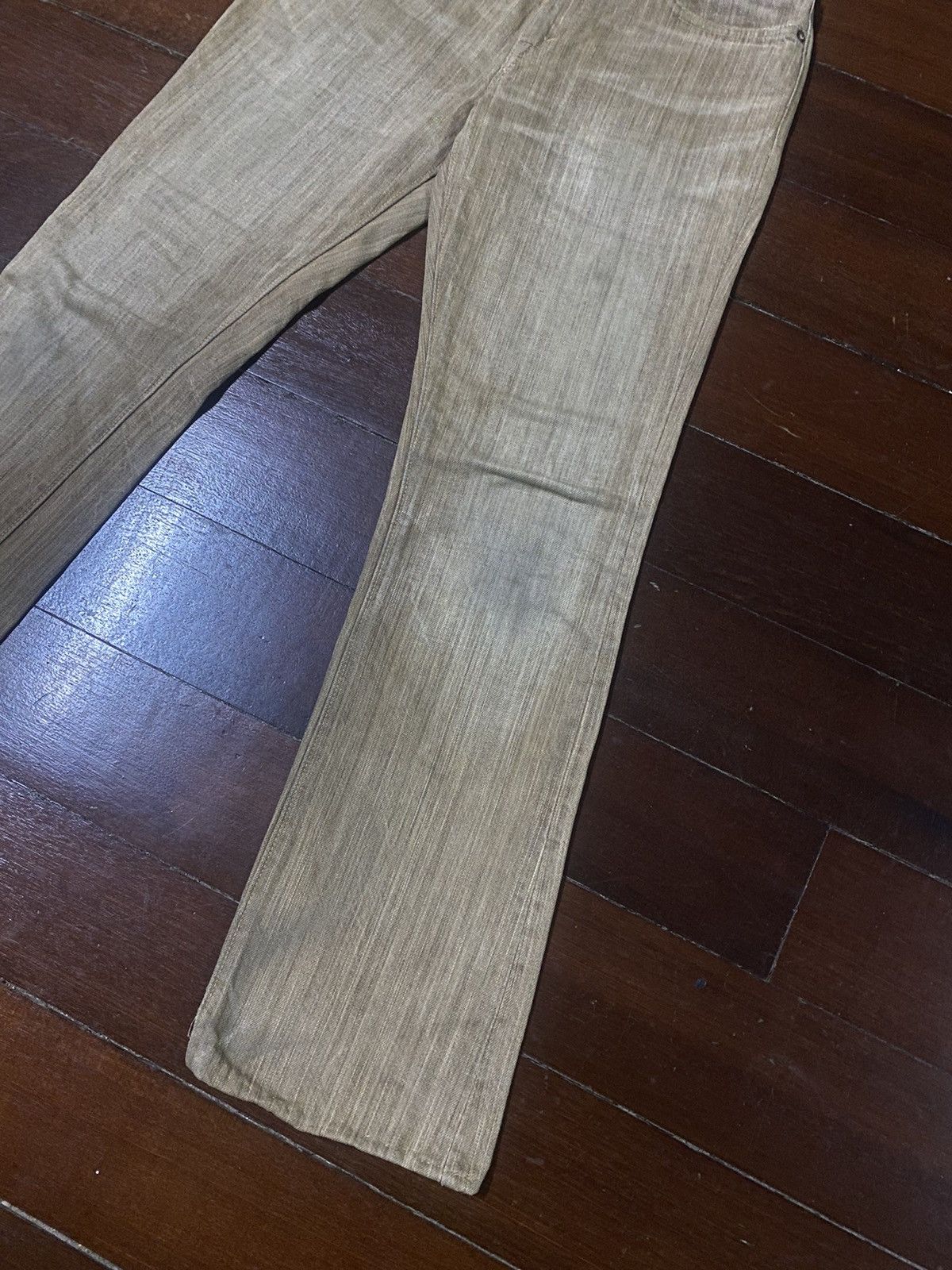 Japanese Brand VINTAGE SUGAR CANES 285 BROWN CREAM DENIM small bootcut Size US 31 - 5 Thumbnail