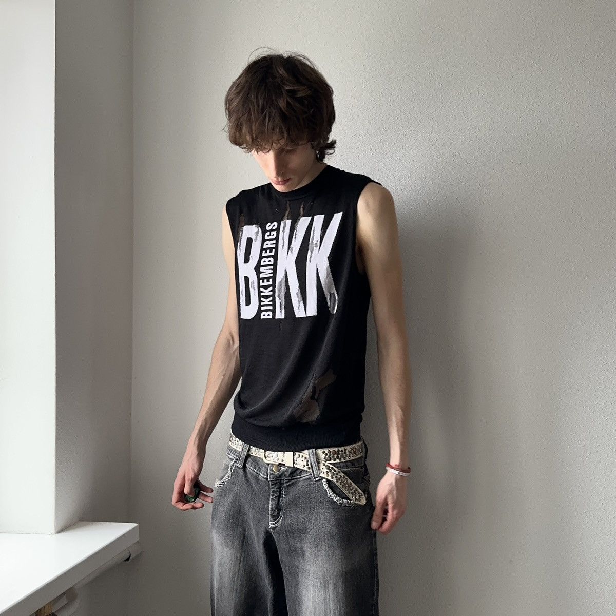 Dirk Bikkembergs Archive Dirk Bikkembergs Punk Distressed Knit Vest Tank Top Size US M / EU 48-50 / 2 - 5 Thumbnail