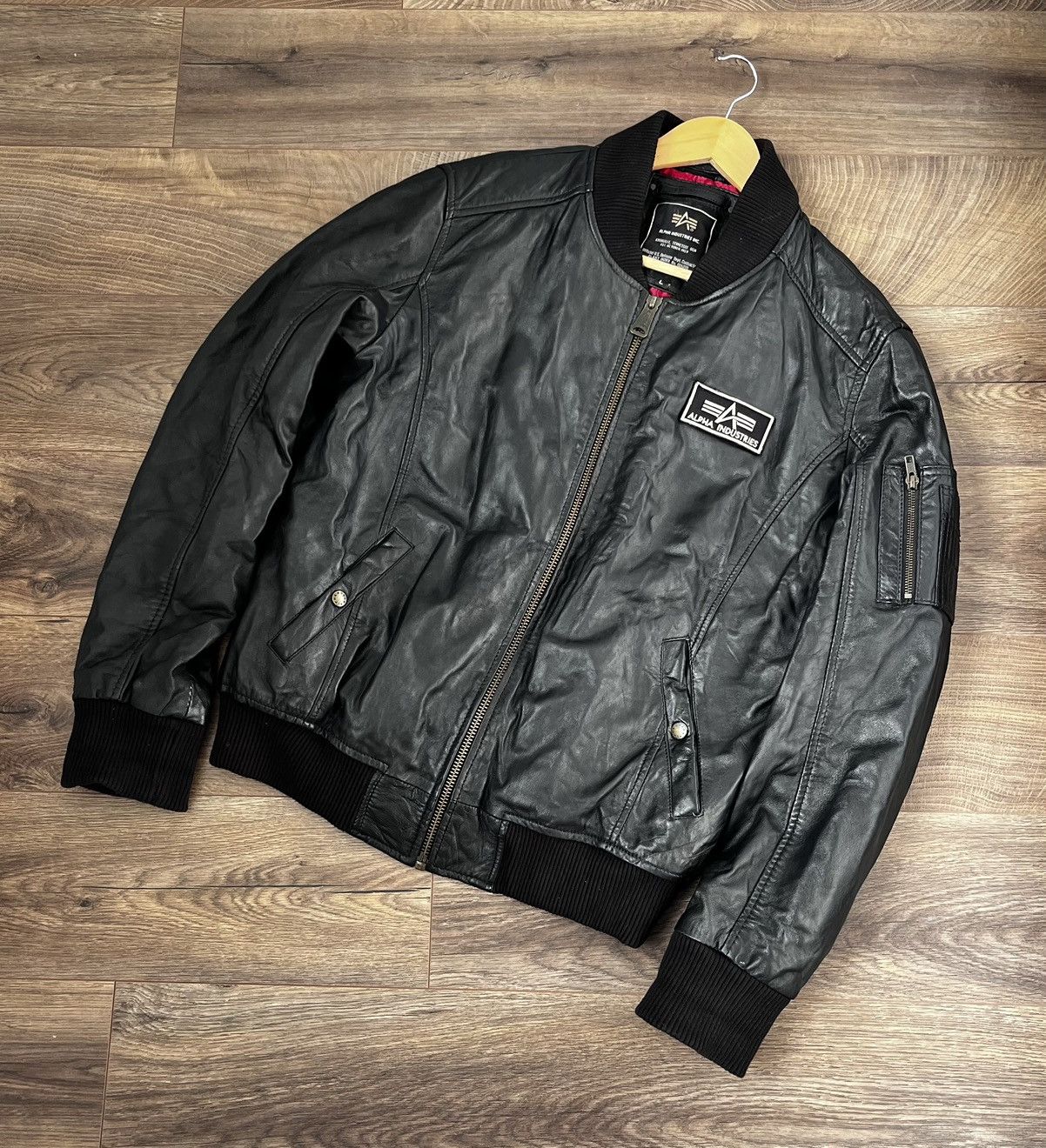 Alpha industries leather jacket fashion