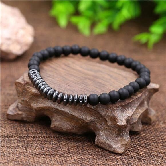 Other 3PCS Men’s Black Beads Stainless Steel Bracelet Set Bangle Size ONE SIZE - 7 Thumbnail