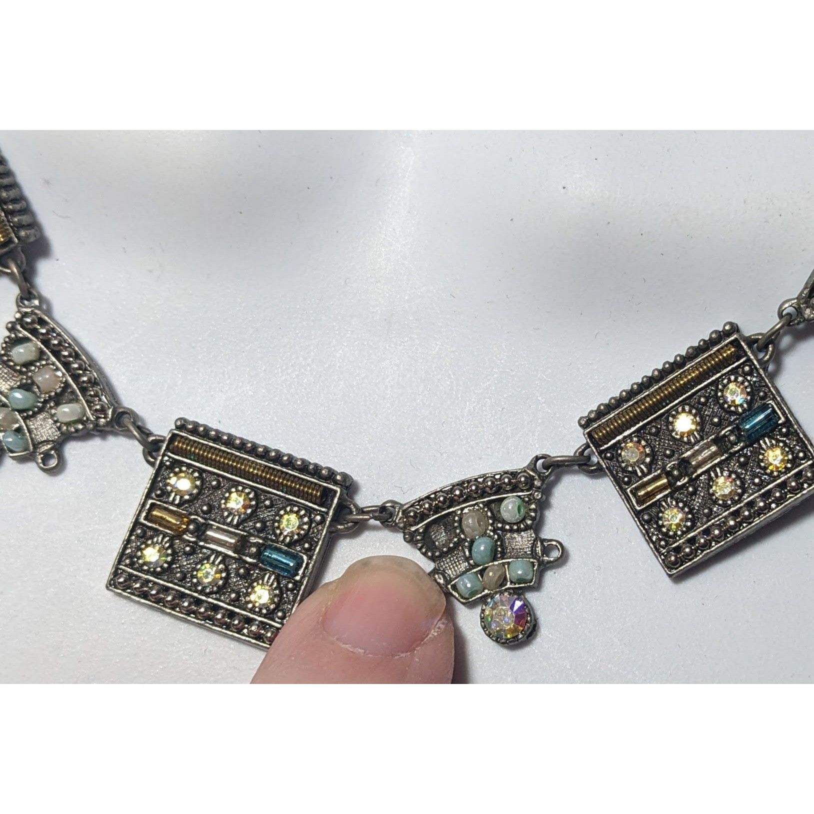 Other Vintage Art Deco Silver Tone Rhinestone Beaded Necklace Size ONE SIZE - 9 Thumbnail