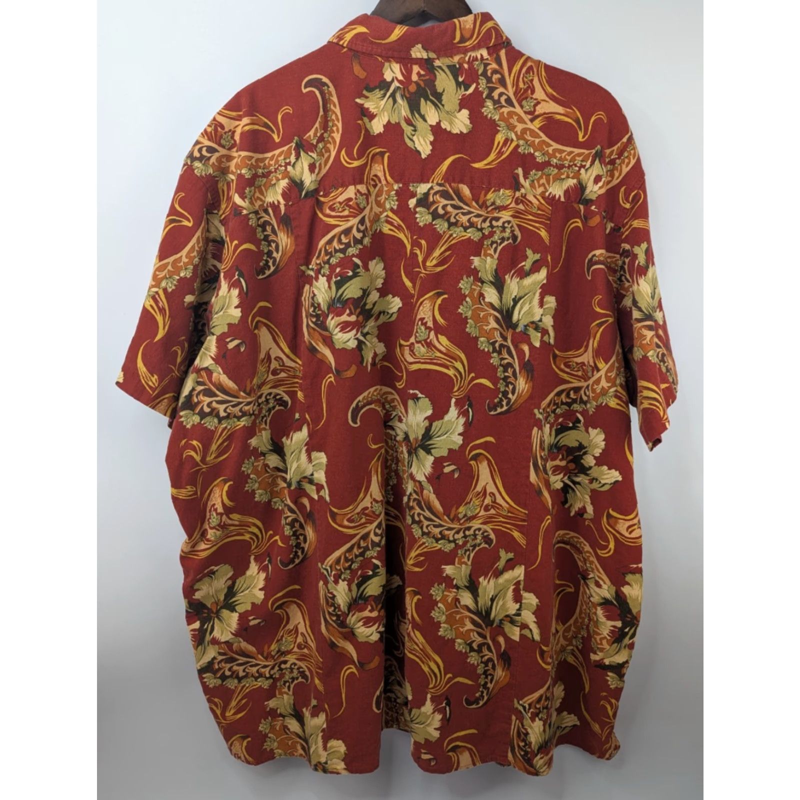 George George Foreman Hawaiian Red Floral Button Shirt Linen Cotton 3XB Big & Tall Men Short Sleeve Button-Up Mens Tropical Beach Size US XXL / EU 58 / 5 - 3 Thumbnail
