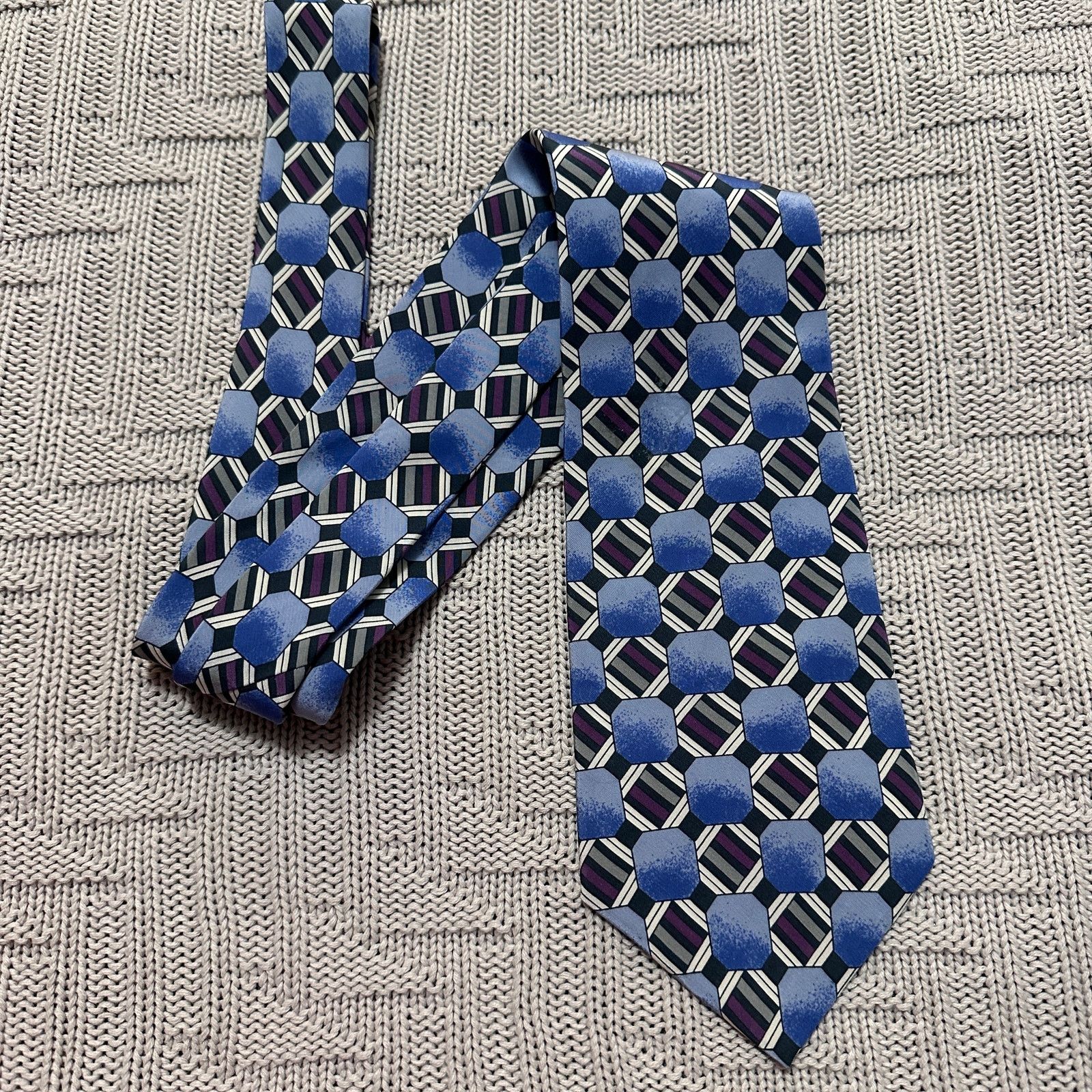 Oleg Cassini Oleg Cassini blue patterned Italian silk tie Size ONE SIZE - 1 Thumbnail